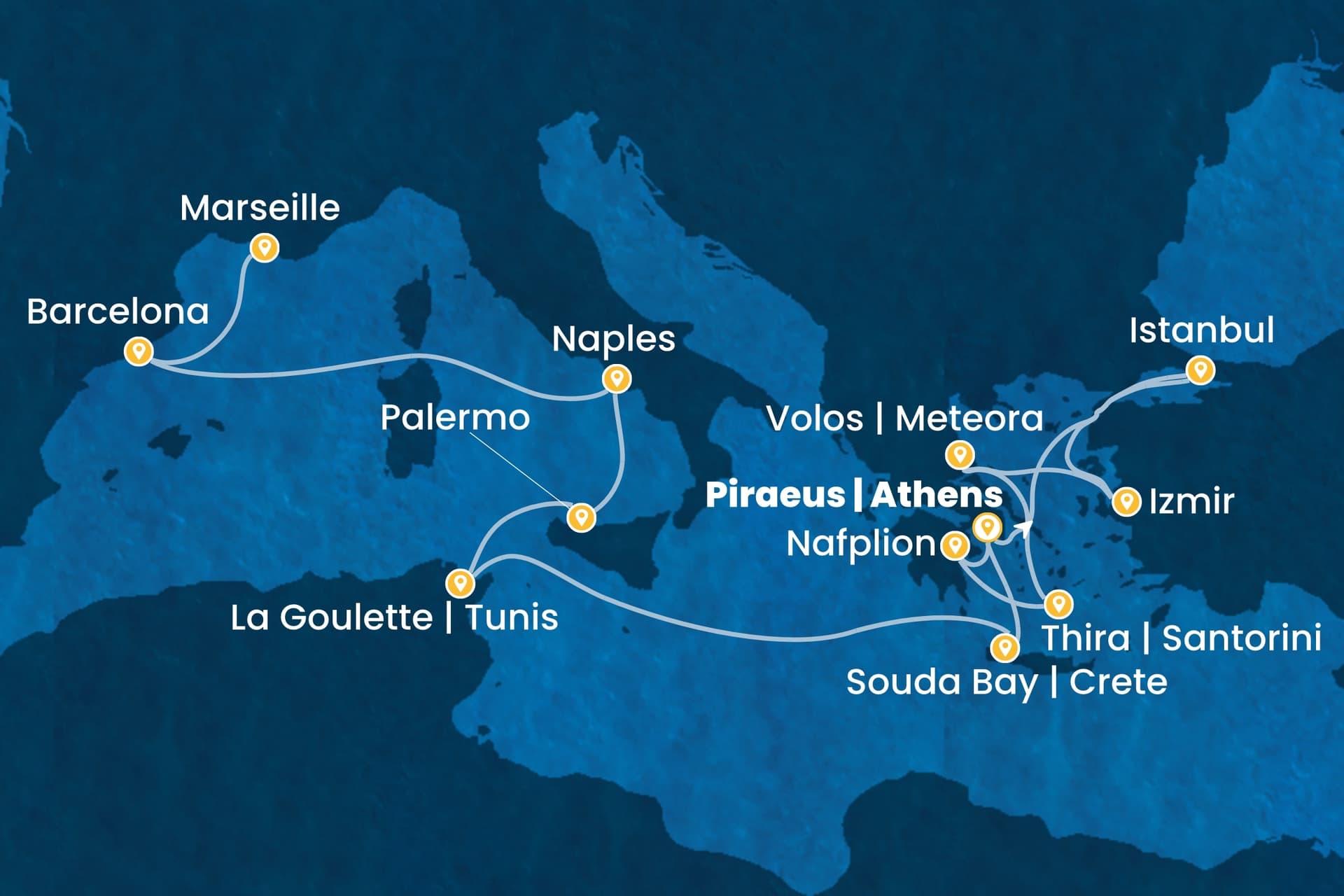 15 nights cruise on Costa Pacifica
from ๐ฌ๐ท Piraeus to ๐ซ๐ท Marseille