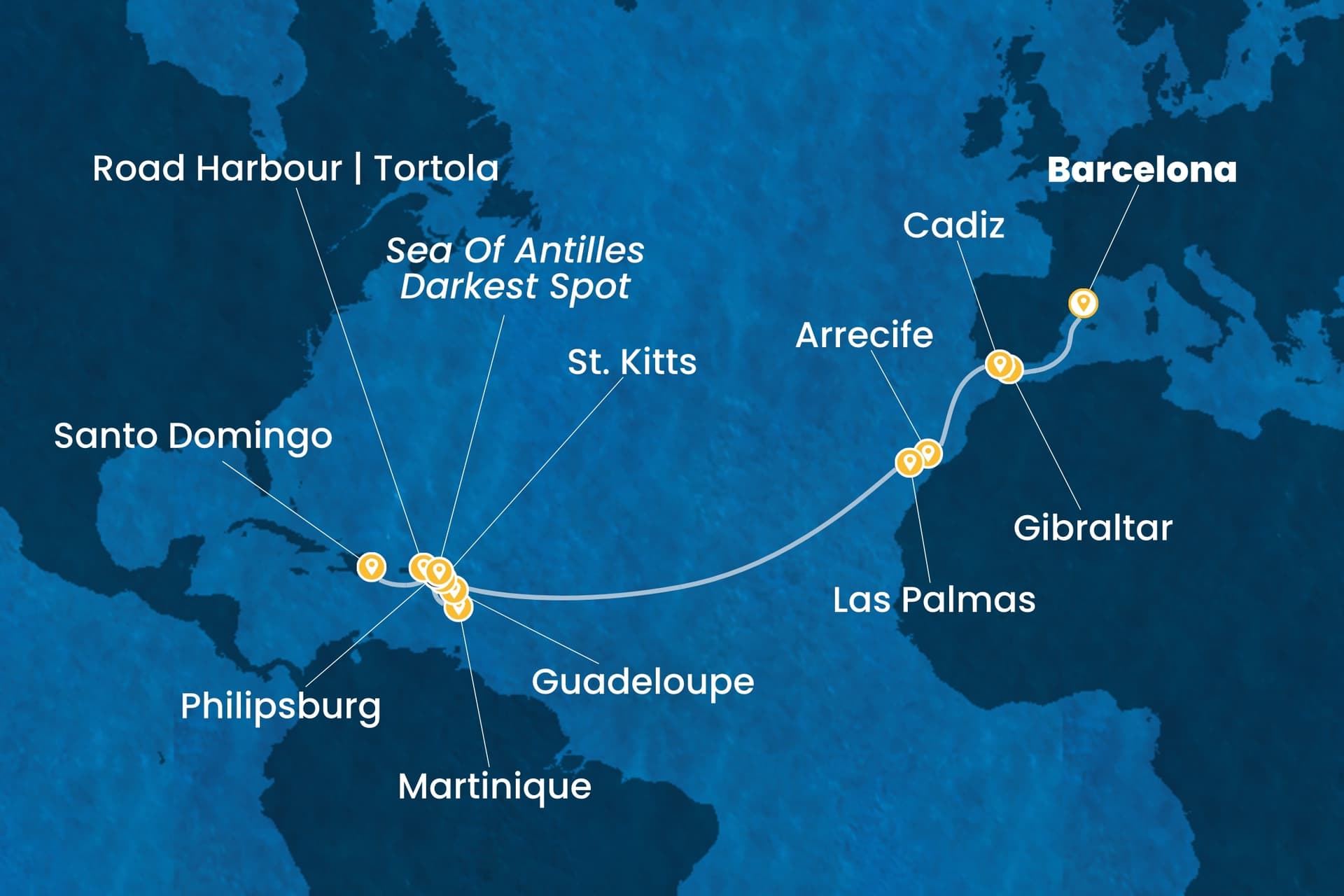 19 nights cruise on Costa Serena
from ๐ช๐ธ Barcelona to ๐ฉ๐ด Santo Domingo