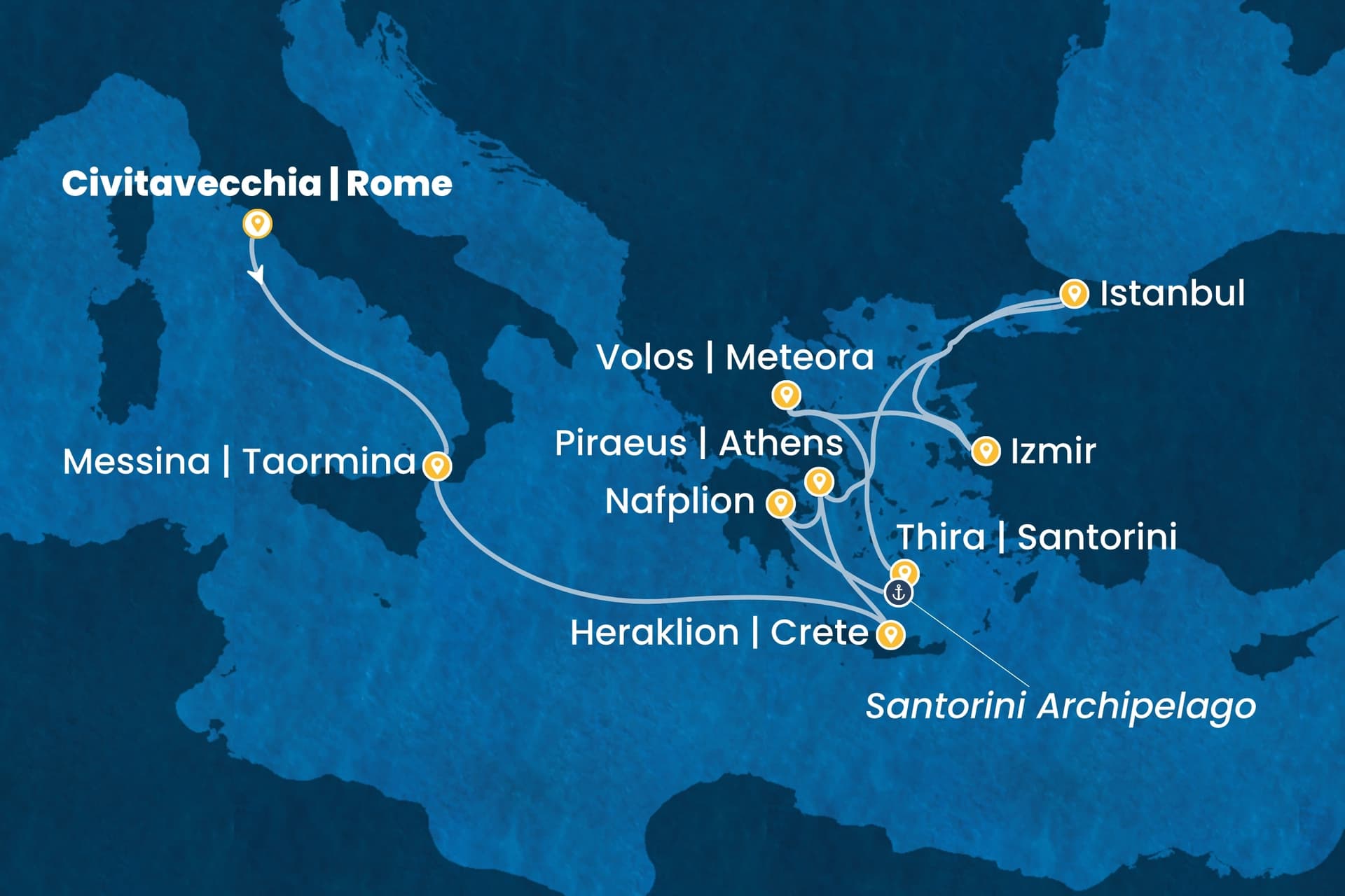 11 nights cruise on Costa Pacifica
from ๐ฎ๐น Civitavecchia to ๐ฌ๐ท Piraeus