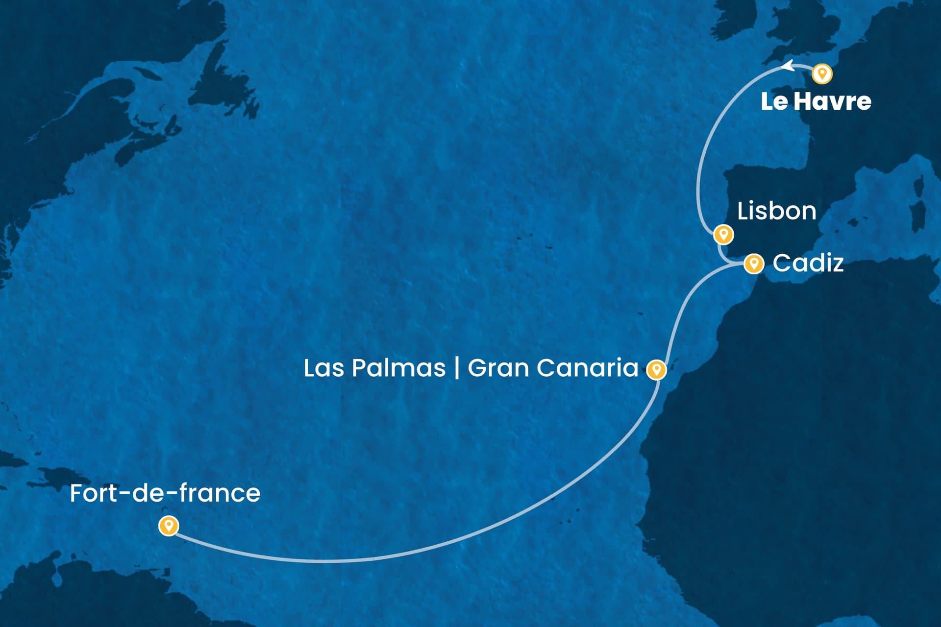 13 nights cruise on Costa Favolosa
from ๐ซ๐ท Le Havre to ๐ฒ๐ถ Fort-de-France
