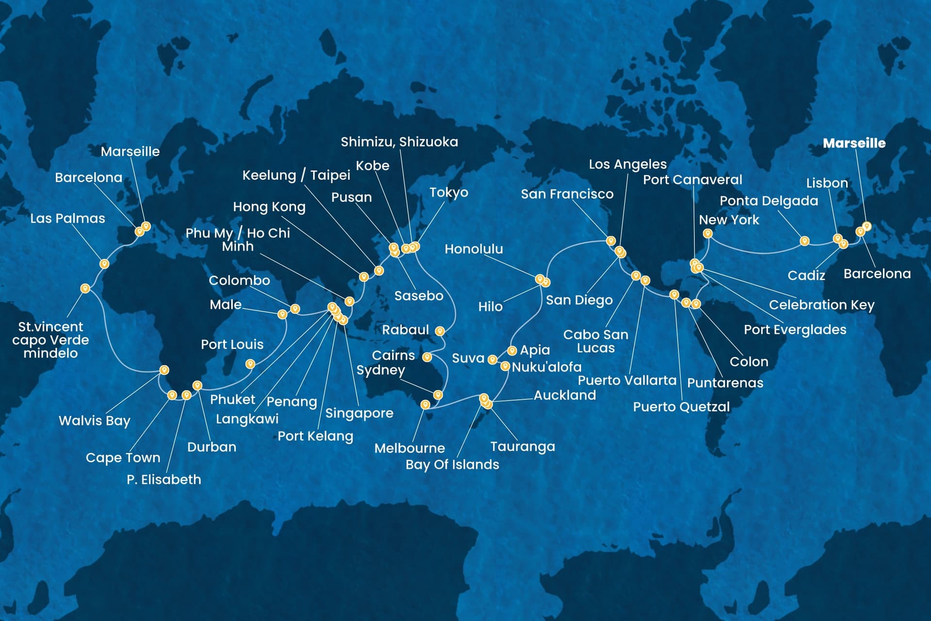 136 nights Extraordinary cruise on Costa Deliziosa
from 🇫🇷 Marseille
