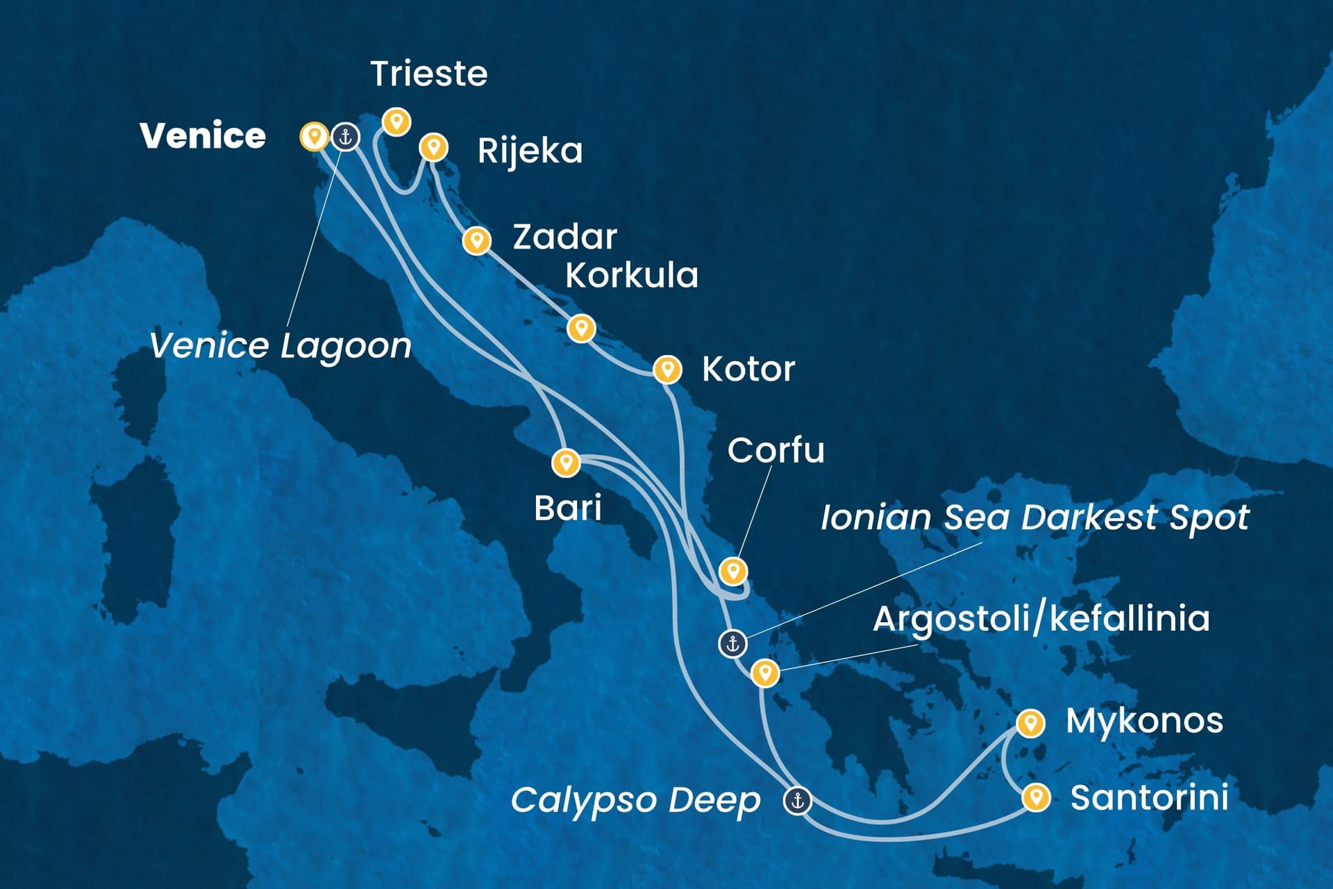 14 nights cruise on Costa Deliziosa
from ๐ฎ๐น Marghera to ๐ฎ๐น Trieste