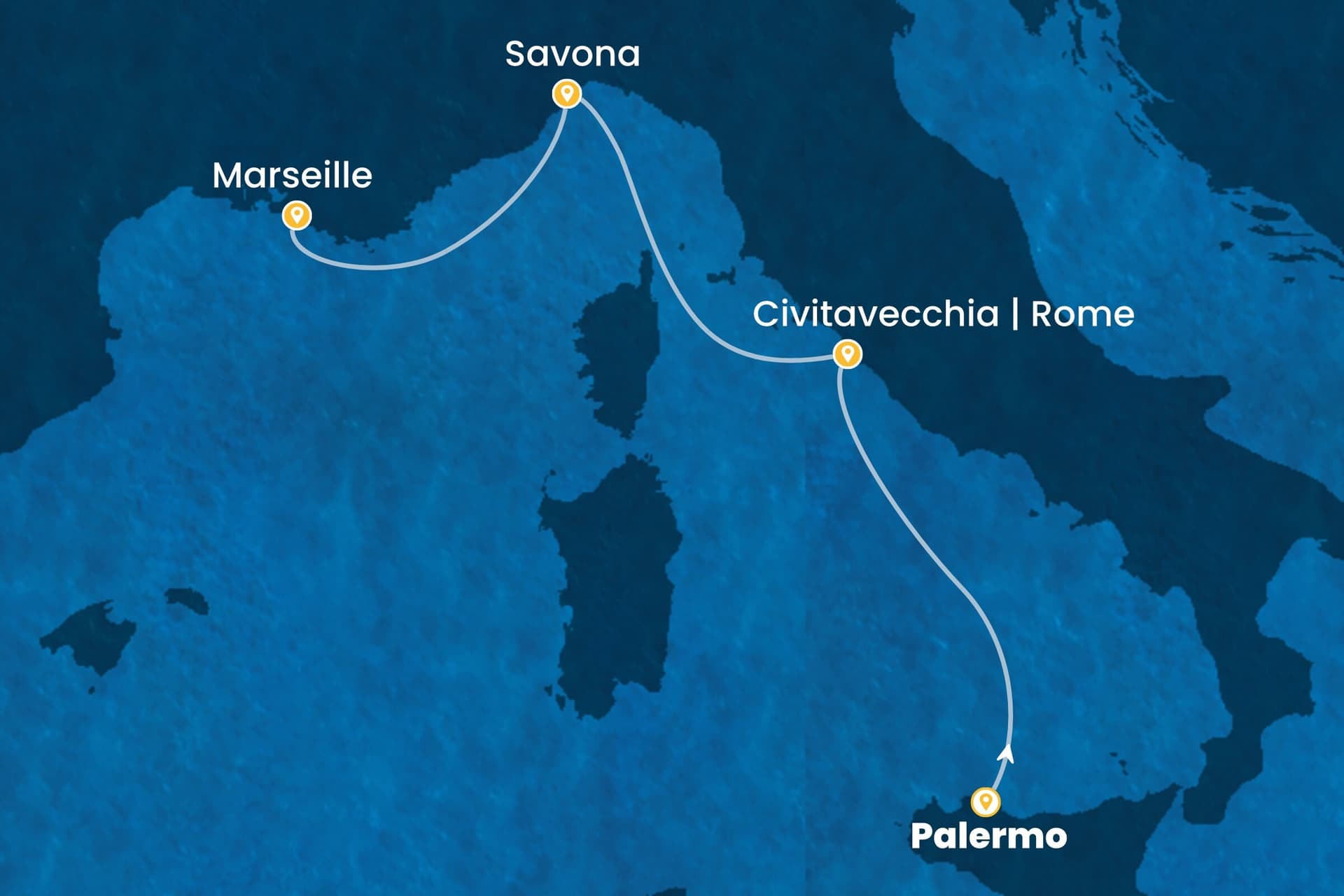 3 nights cruise on Costa Smeralda
from ๐ฎ๐น Palermo to ๐ซ๐ท Marseille