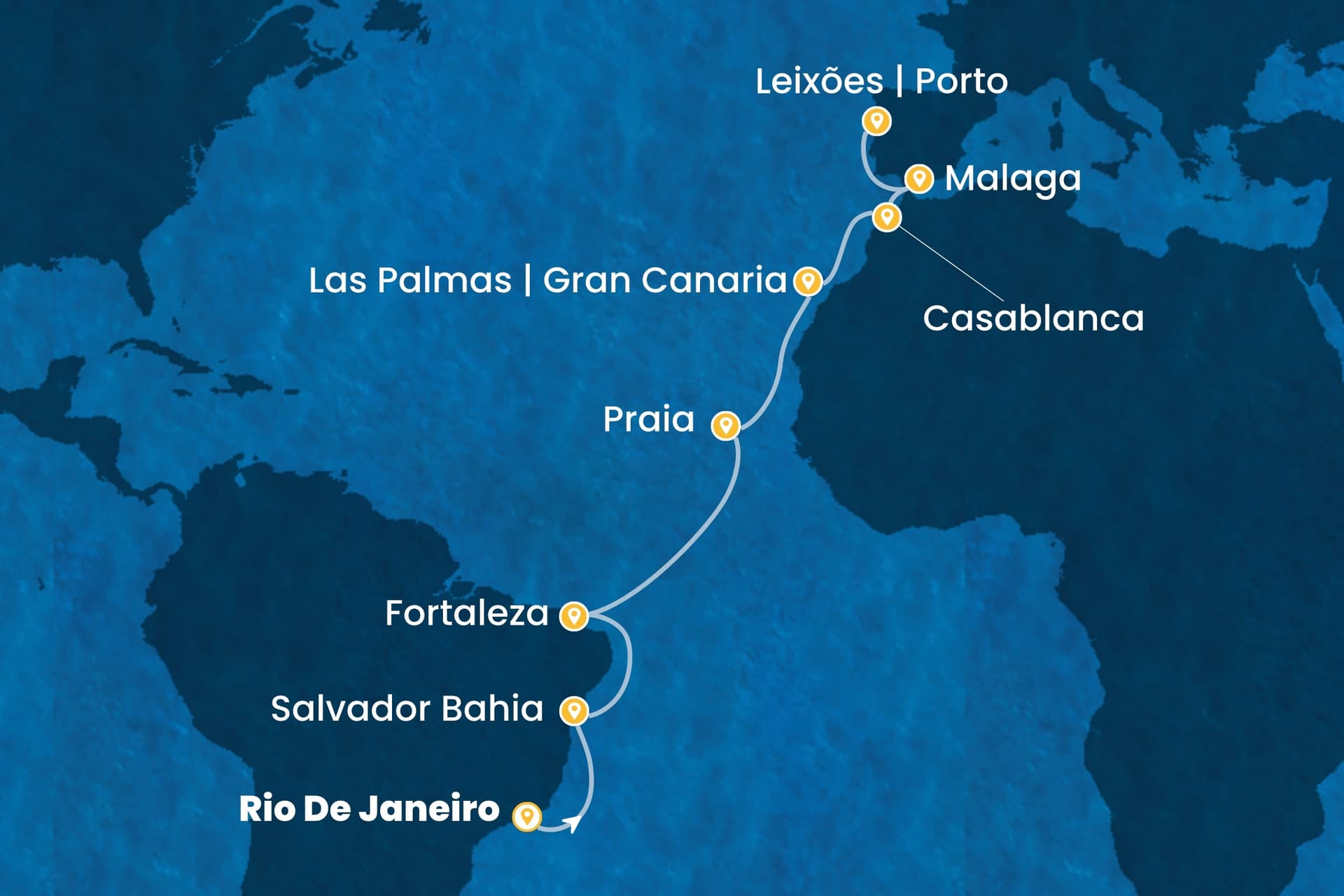 17 nights cruise on Costa Diadema
from ๐ง๐ท Rio de Janeiro to ๐ต๐น Leixoes
