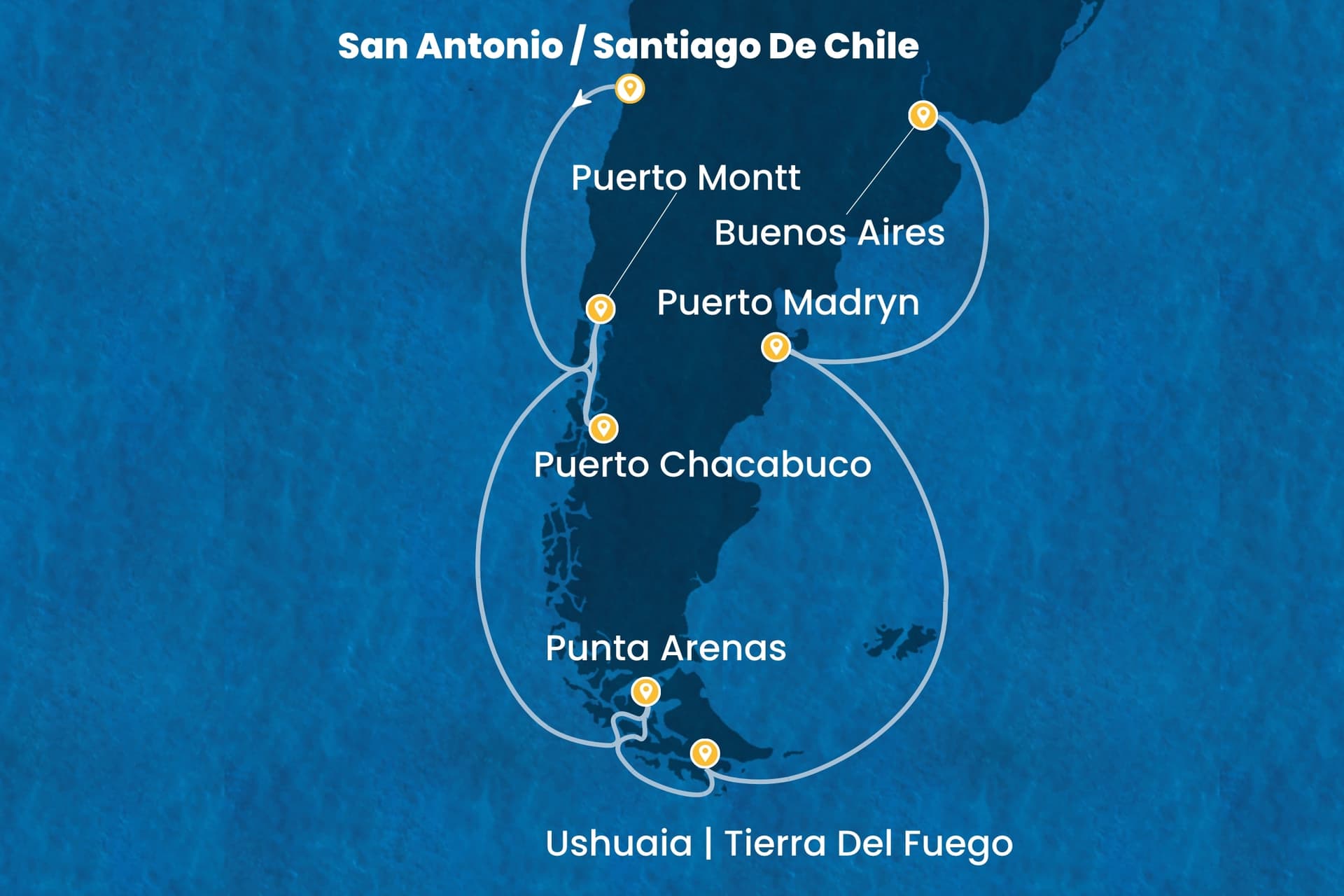 14 nights Extraordinary cruise on Costa Serena
from ๐จ๐ฑ San Antonio to ๐ฆ๐ท Buenos Aires