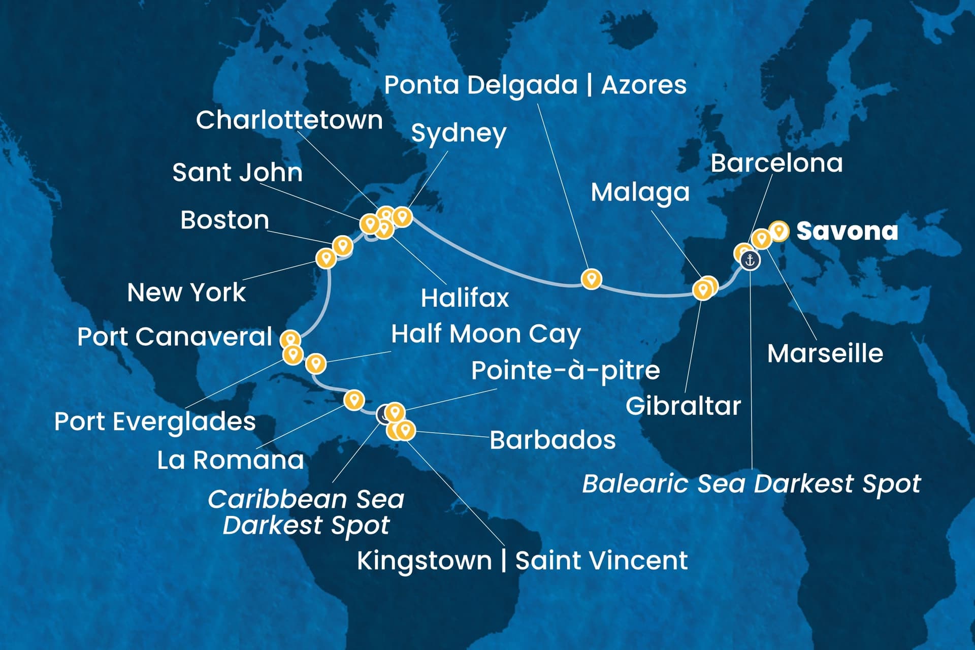 32 nights cruise on Costa Fascinosa
from ๐ฎ๐น Savona to ๐ฌ๐ต Pointe-ร -Pitre