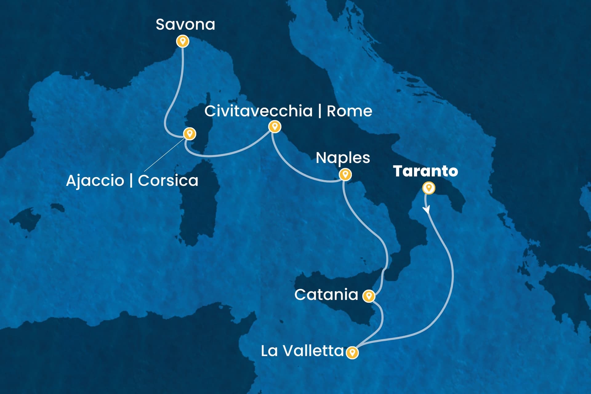 7 nights cruise on Costa Serena
from ๐ฎ๐น Taranto to ๐ฎ๐น Savona