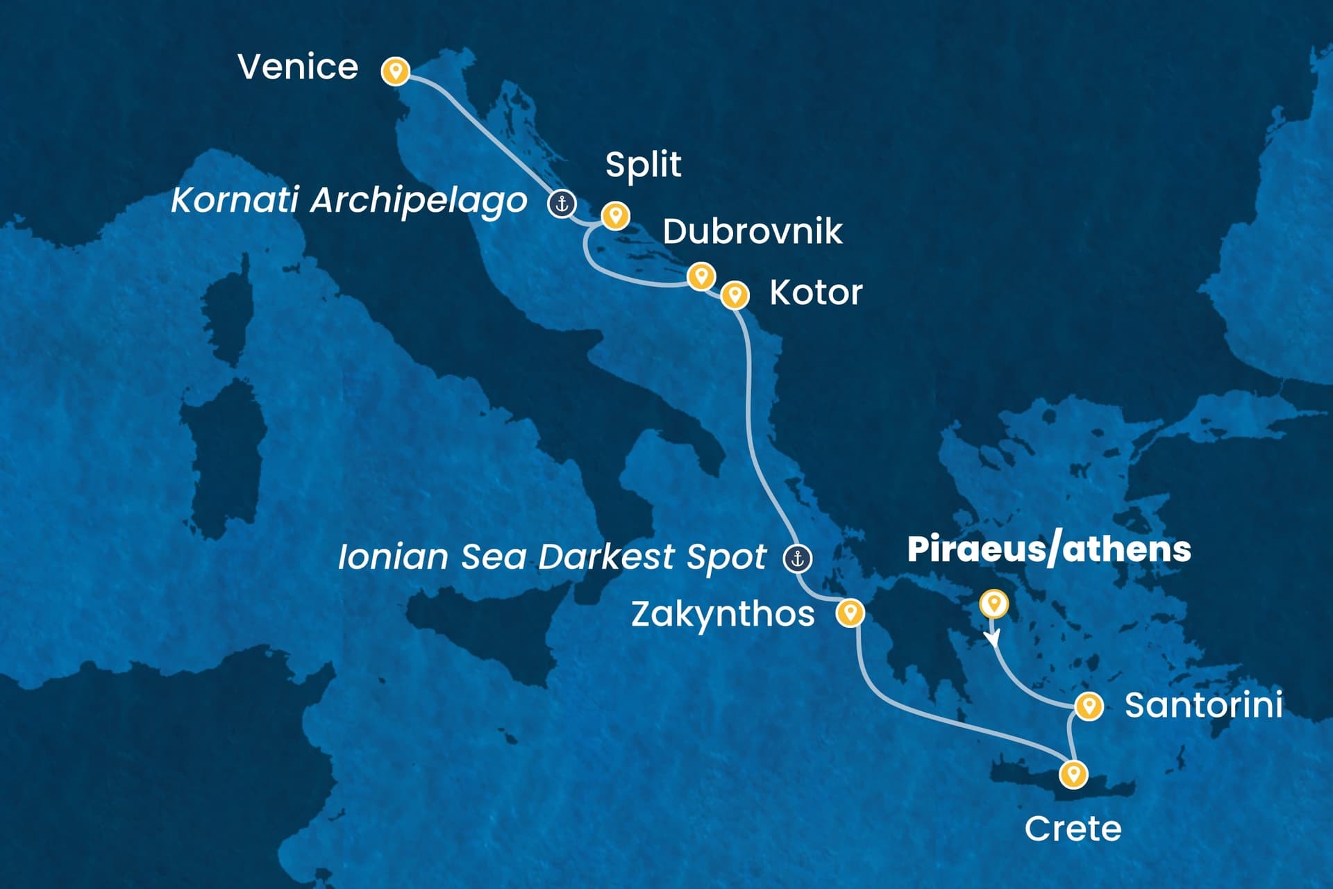7 nights cruise on Costa Deliziosa
from ๐ฌ๐ท Piraeus to ๐ฎ๐น Marghera