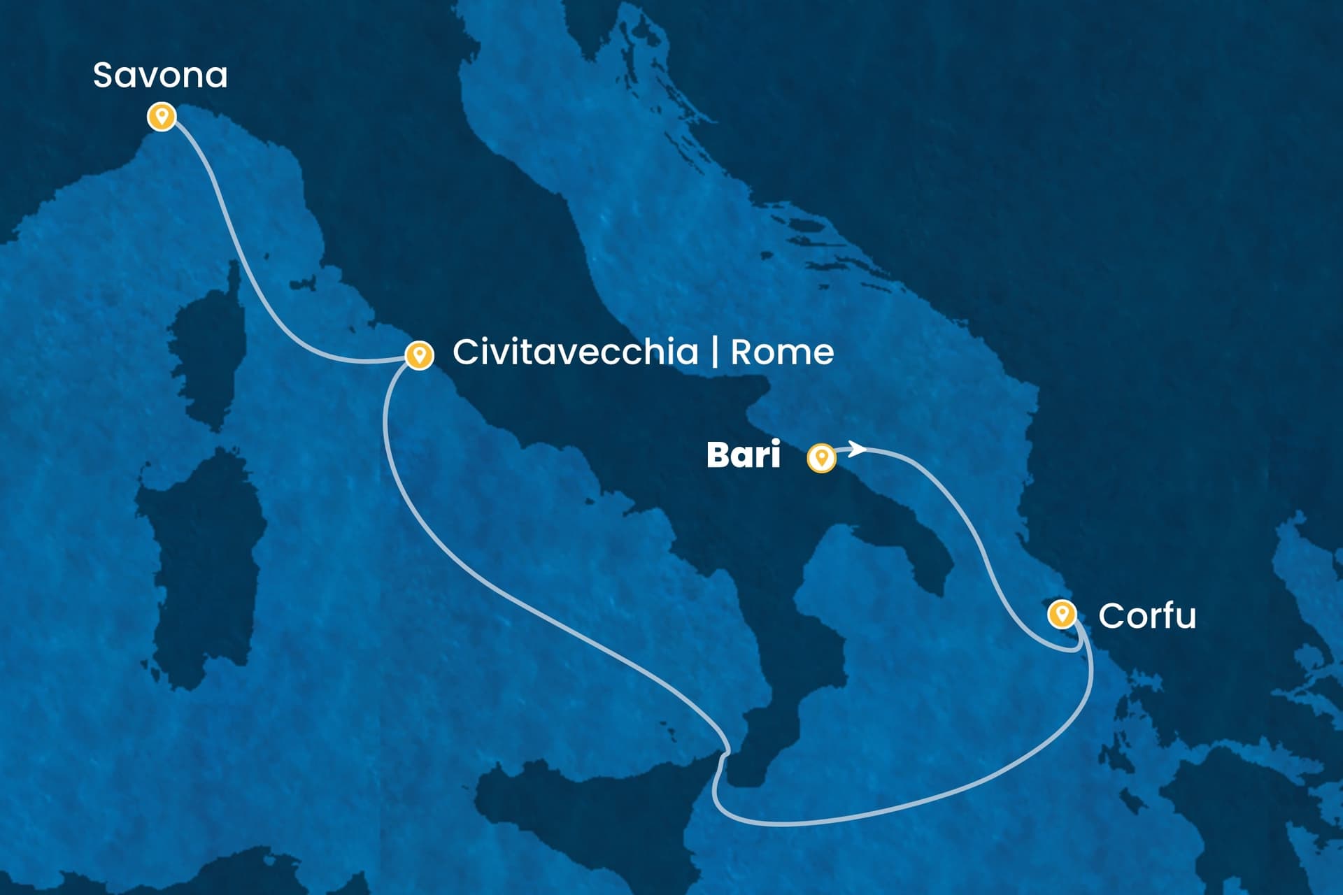 4 nights cruise on Costa Deliziosa
from ๐ฎ๐น Bari to ๐ฎ๐น Savona