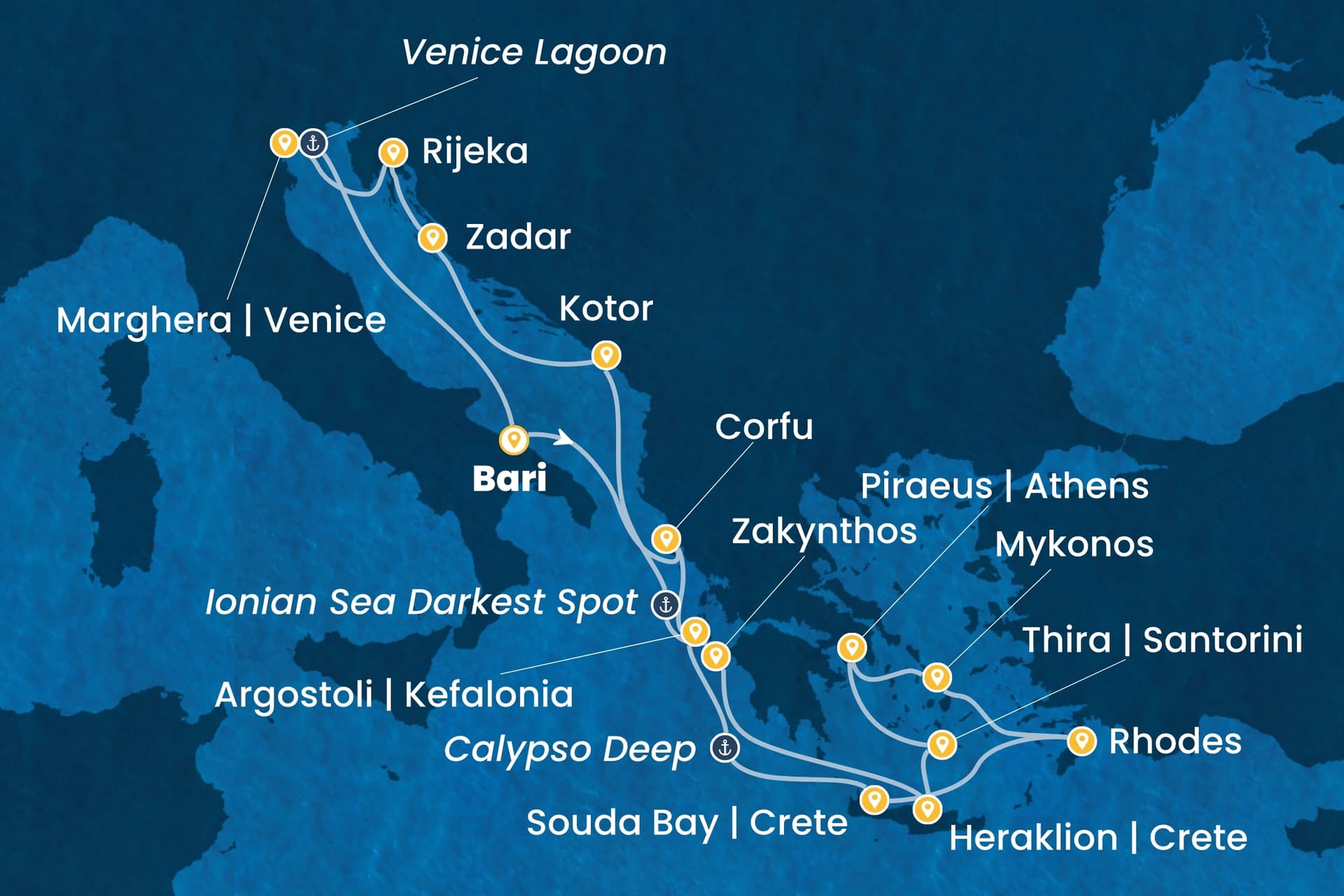 14 nights cruise on Costa Deliziosa
from ๐ฎ๐น Bari