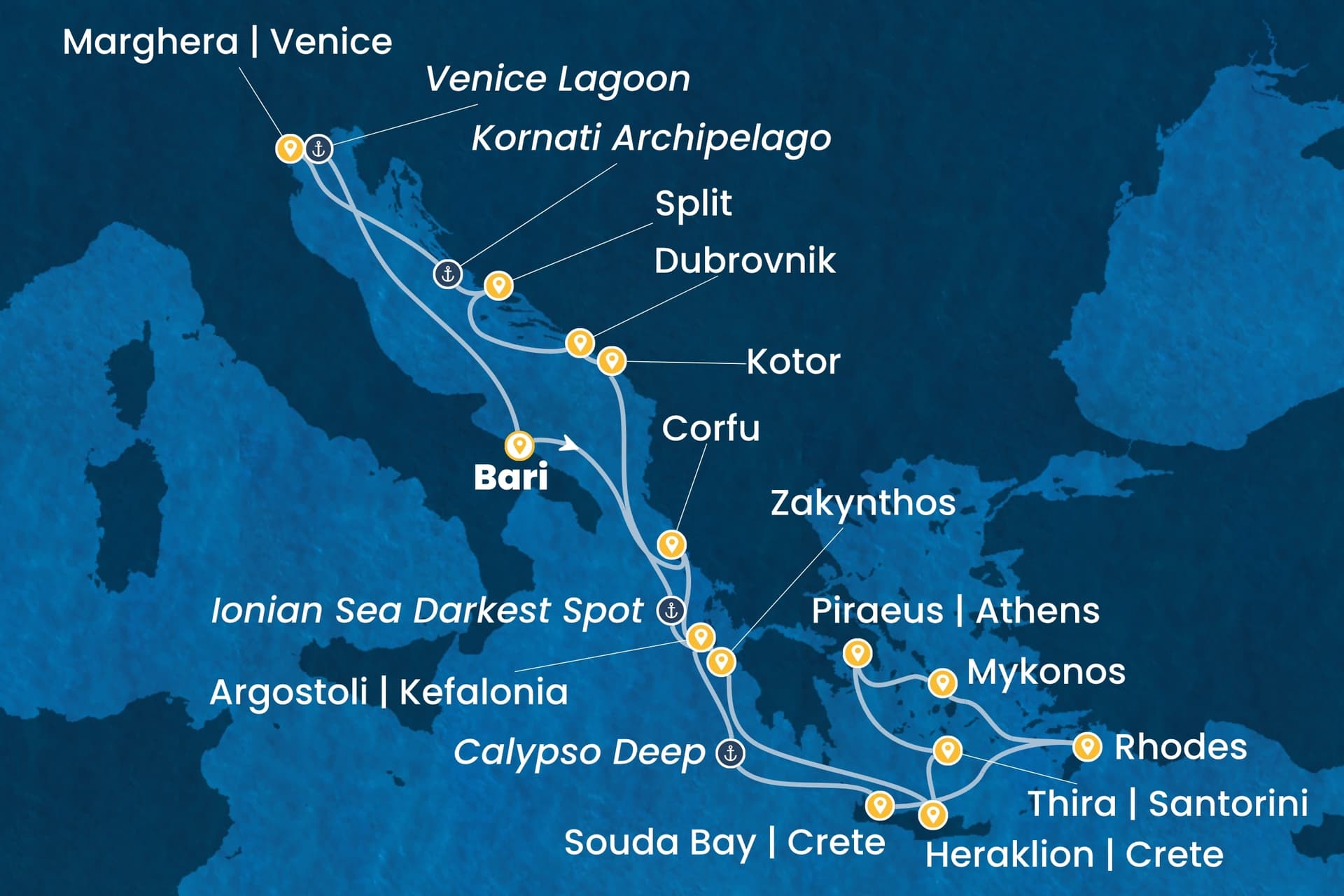 14 nights cruise on Costa Deliziosa
from ๐ฎ๐น Bari