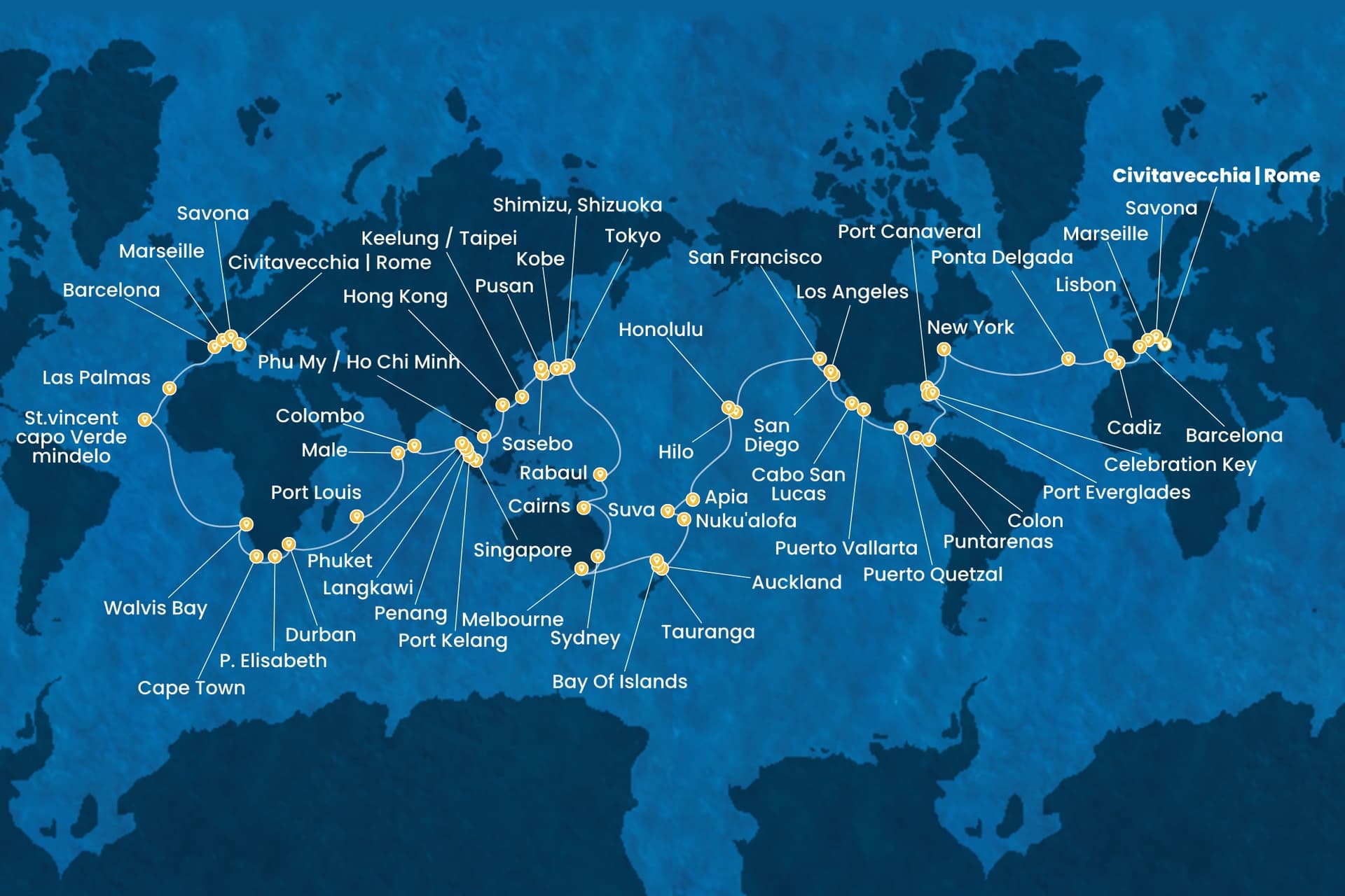 140 nights Extraordinary cruise on Costa Deliziosa
from ๐ฎ๐น Civitavecchia