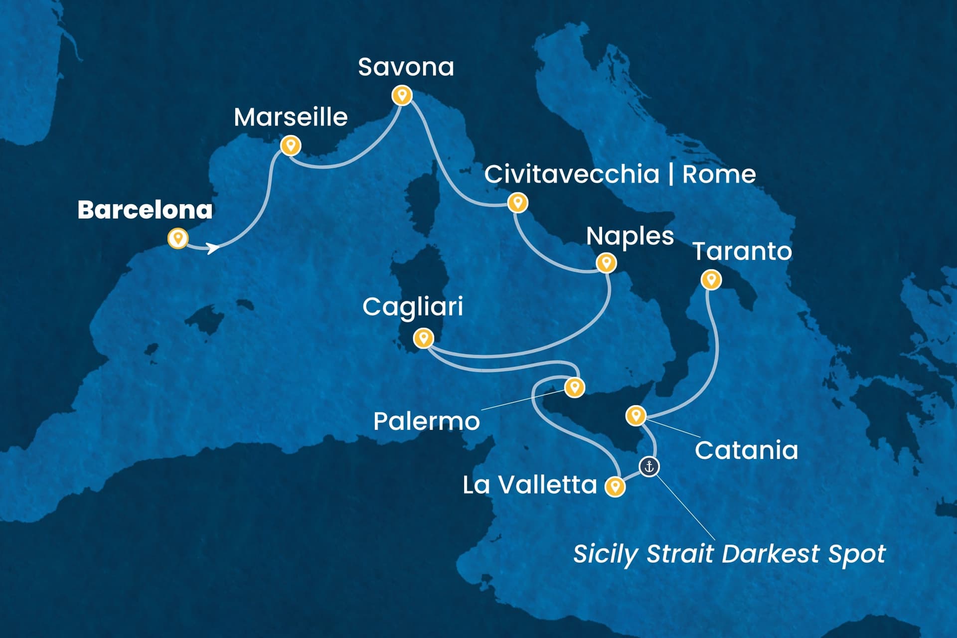 9 nights cruise on Costa Serena
from ๐ช๐ธ Barcelona to ๐ฎ๐น Taranto