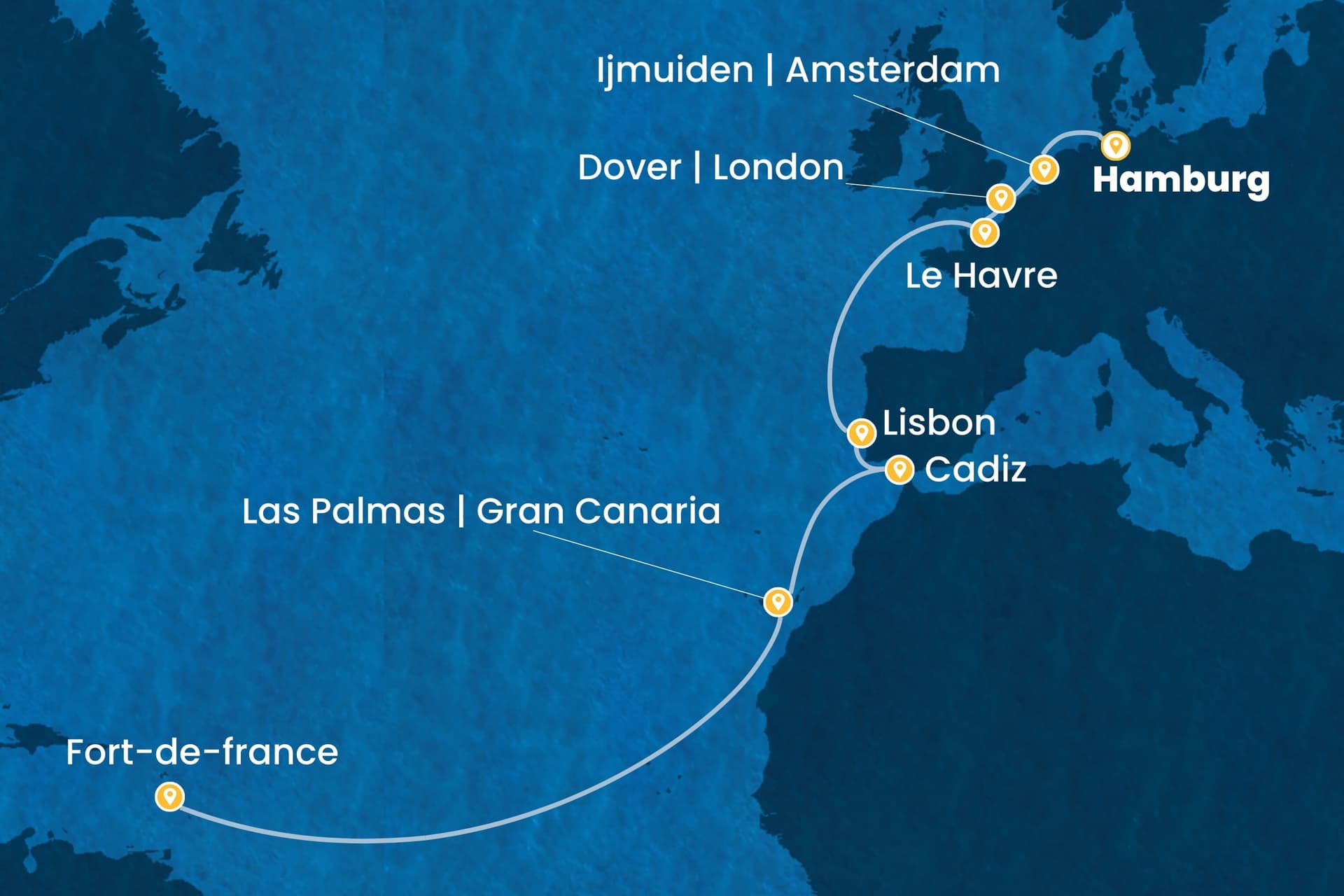 17 nights cruise on Costa Favolosa
from ๐ฉ๐ช Hamburg to ๐ฒ๐ถ Fort-de-France