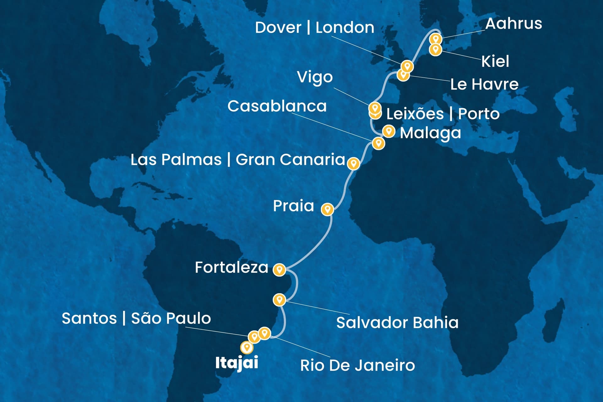 27 nights cruise on Costa Diadema
from ๐ง๐ท Itajaรญ to ๐ฉ๐ช Kiel