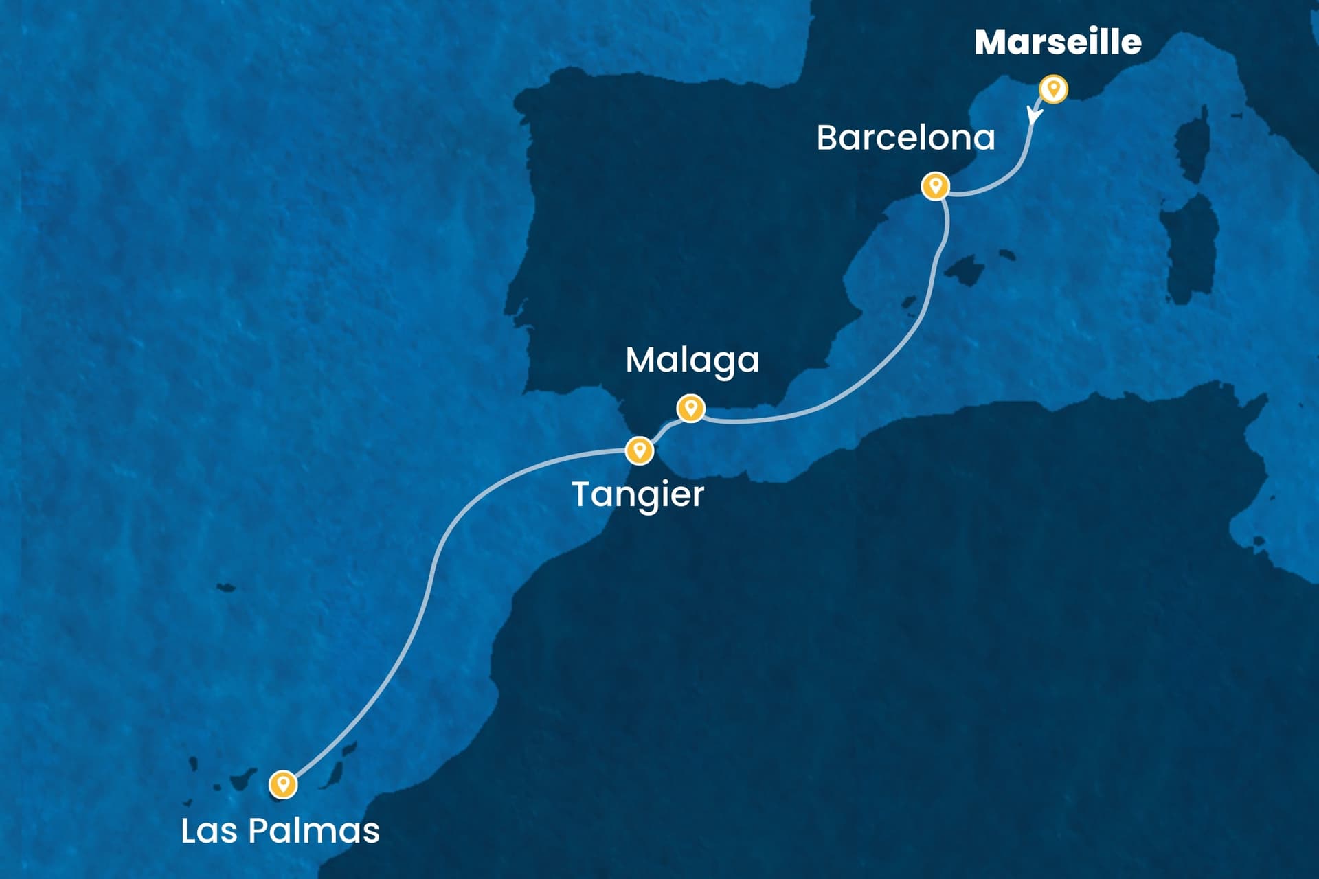6 nights cruise on Costa Smeralda
from ๐ซ๐ท Marseille to ๐ช๐ธ Las Palmas