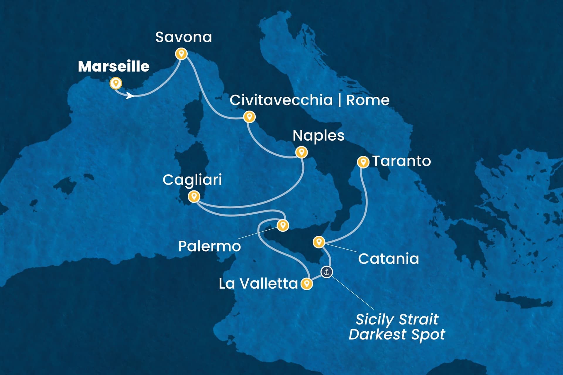 8 nights cruise on Costa Serena
from ๐ซ๐ท Marseille to ๐ฎ๐น Taranto