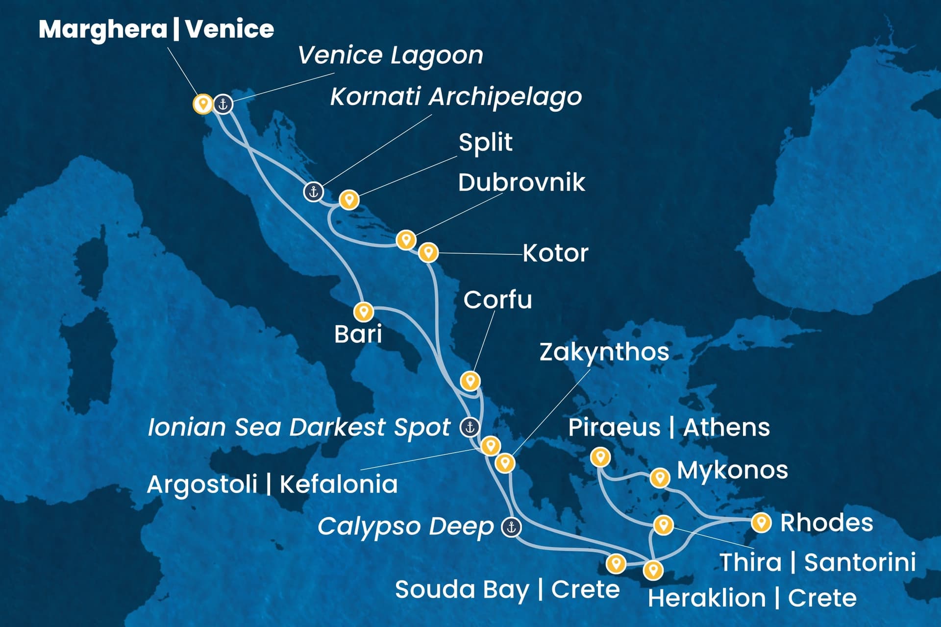 14 nights cruise on Costa Deliziosa
from ๐ฎ๐น Marghera