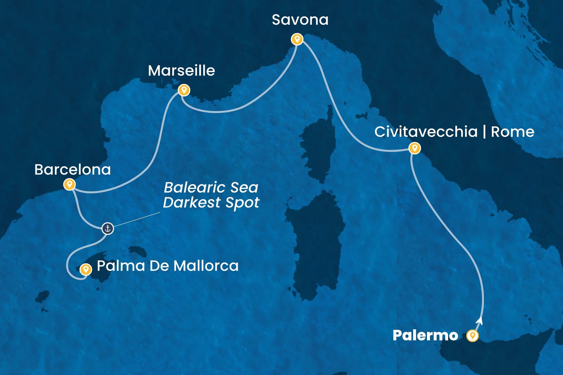 5 nights cruise on Costa Toscana
from ๐ฎ๐น Palermo to ๐ช๐ธ Palma de Mallorca