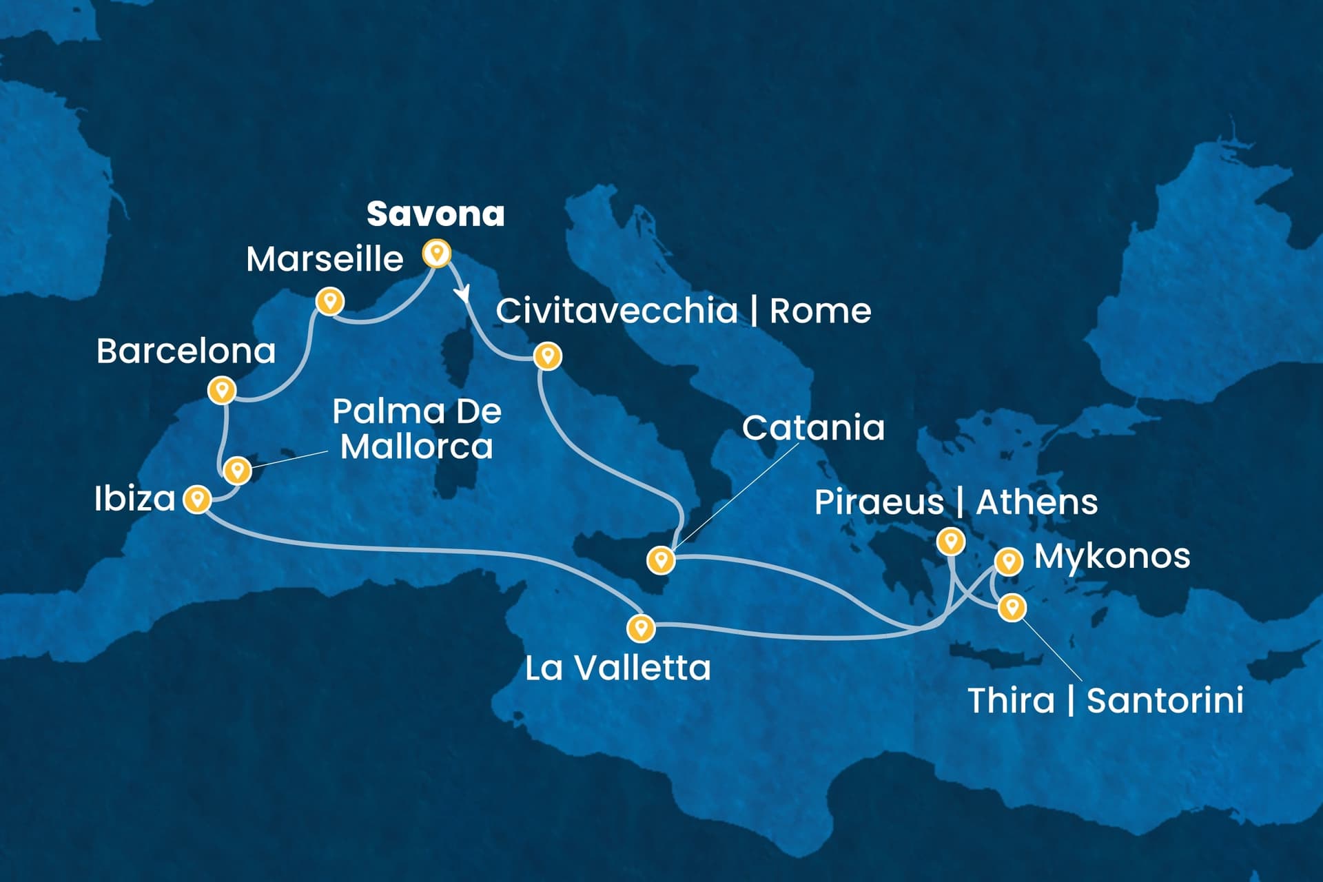 14 nights cruise on Costa Serena
from ๐ฎ๐น Savona