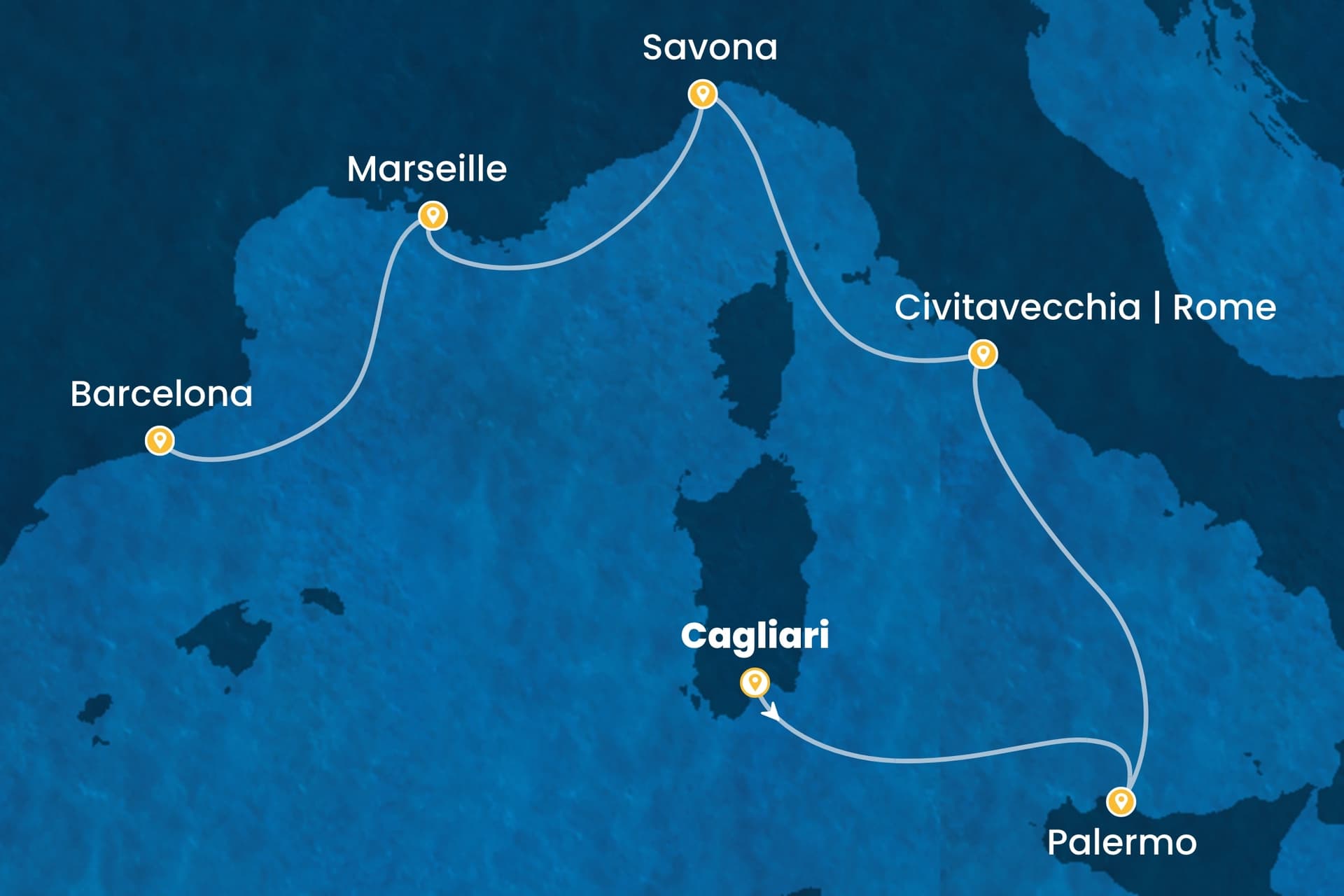 5 nights cruise on Costa Smeralda
from ๐ฎ๐น Cagliari to ๐ช๐ธ Barcelona