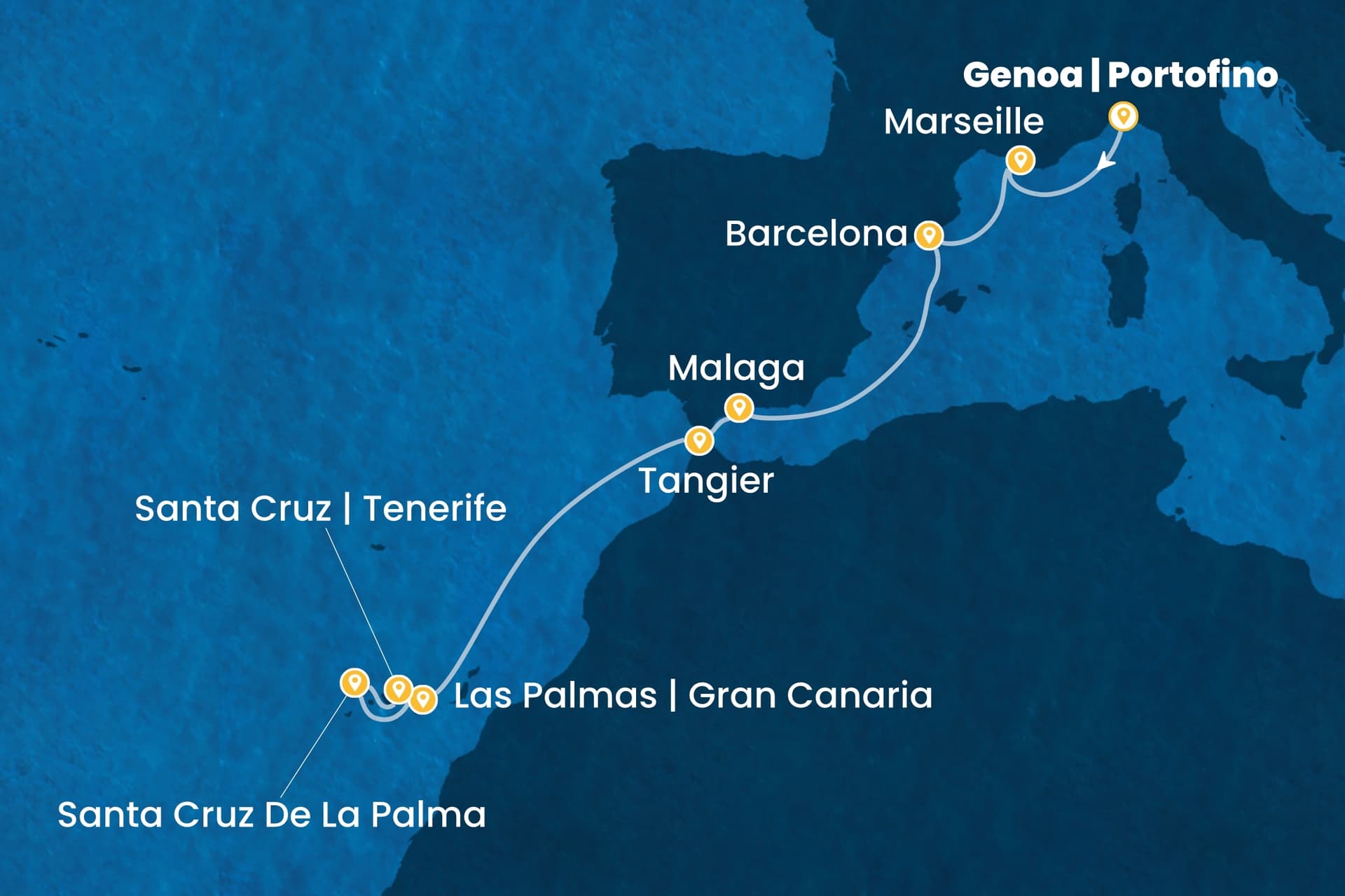 10 nights cruise on Costa Smeralda
from ๐ฎ๐น Genova to ๐ช๐ธ Tenerife