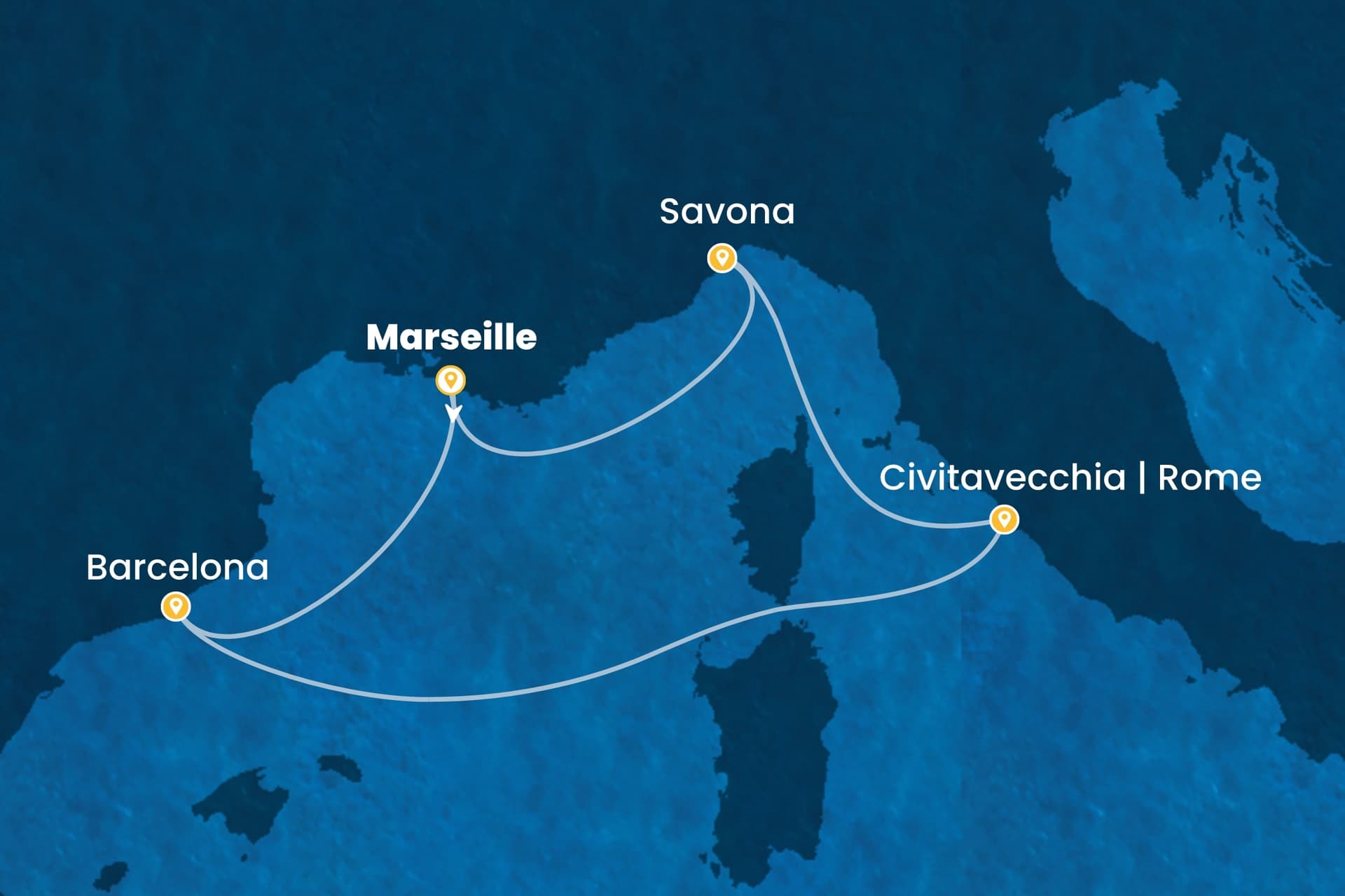 5 nights cruise on Costa Smeralda
from ๐ซ๐ท Marseille
