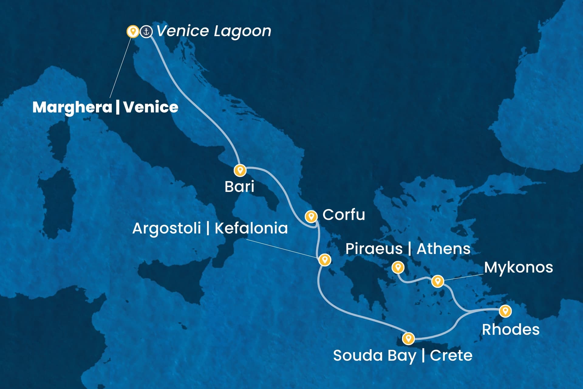 7 nights cruise on Costa Deliziosa
from ๐ฎ๐น Marghera to ๐ฌ๐ท Piraeus