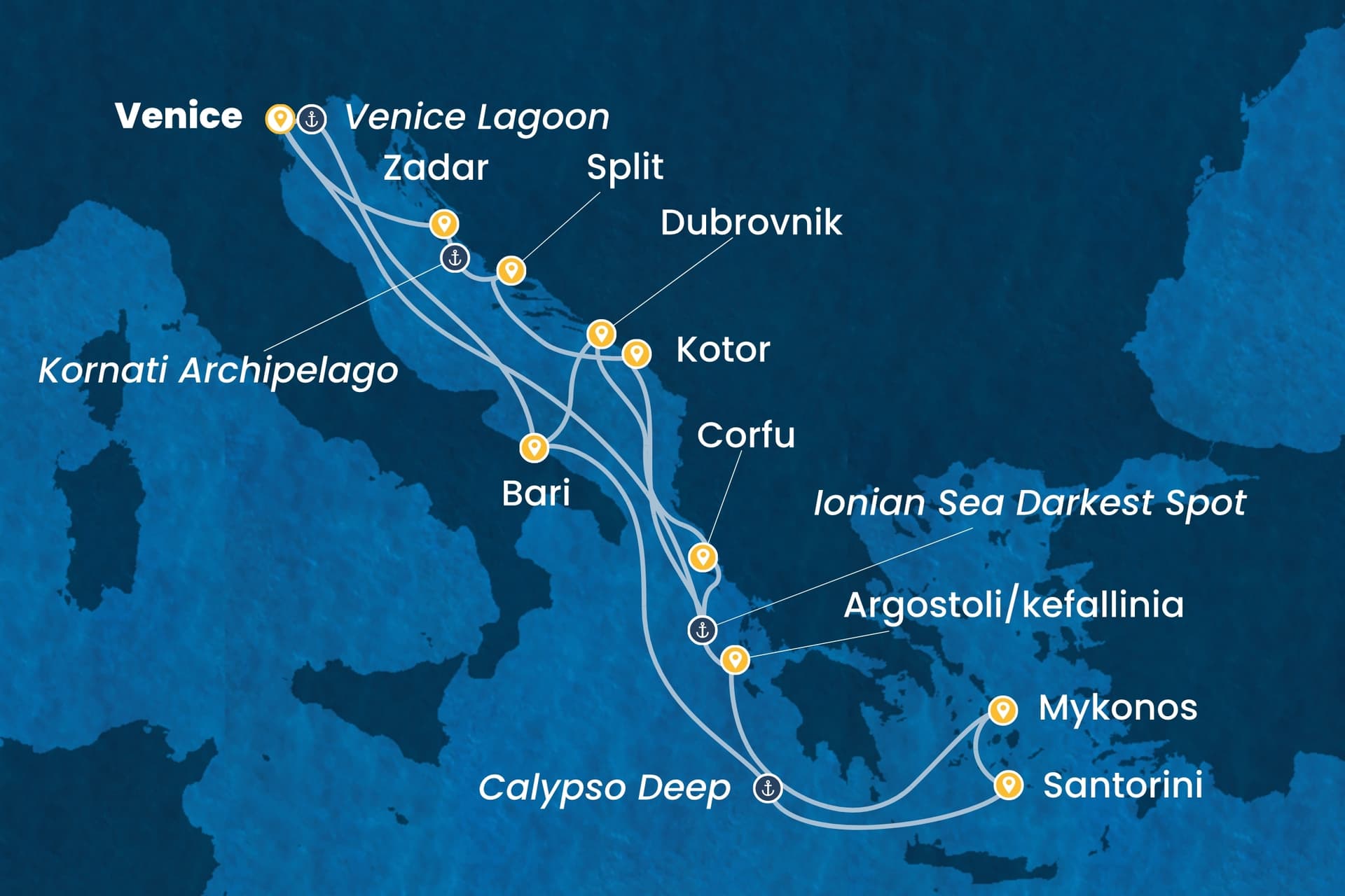 14 nights cruise on Costa Deliziosa
from ๐ฎ๐น Marghera