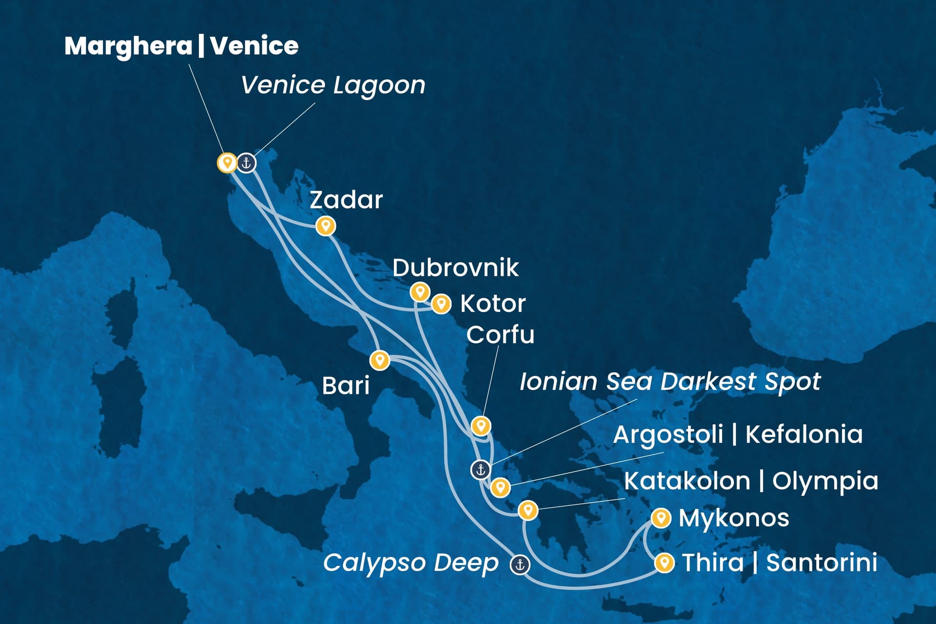 14 nights cruise on Costa Deliziosa
from ๐ฎ๐น Marghera