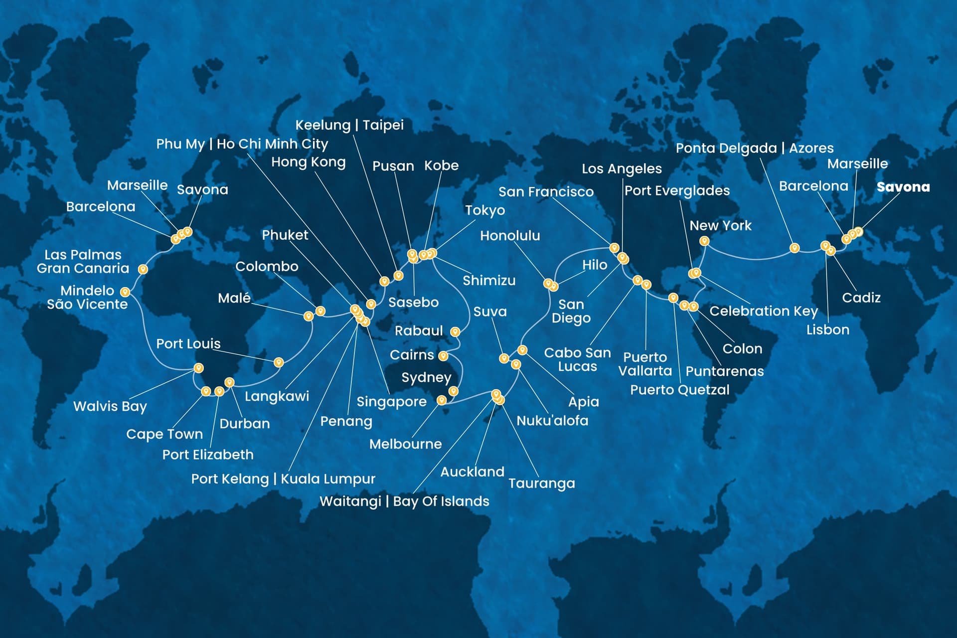 138 nights Extraordinary cruise on Costa Deliziosa
from ๐ฎ๐น Savona