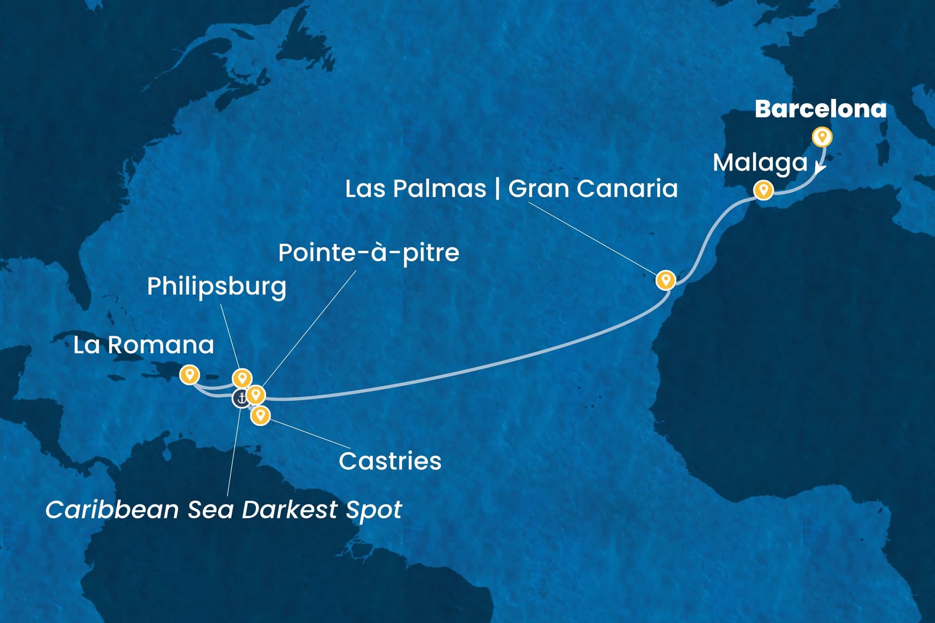 17 nights cruise on Costa Fascinosa
from ๐ช๐ธ Barcelona to ๐ฌ๐ต Pointe-ร -Pitre