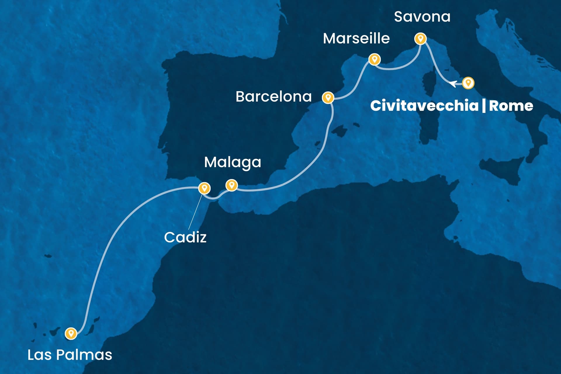 8 nights cruise on Costa Smeralda
from ๐ฎ๐น Civitavecchia to ๐ช๐ธ Las Palmas