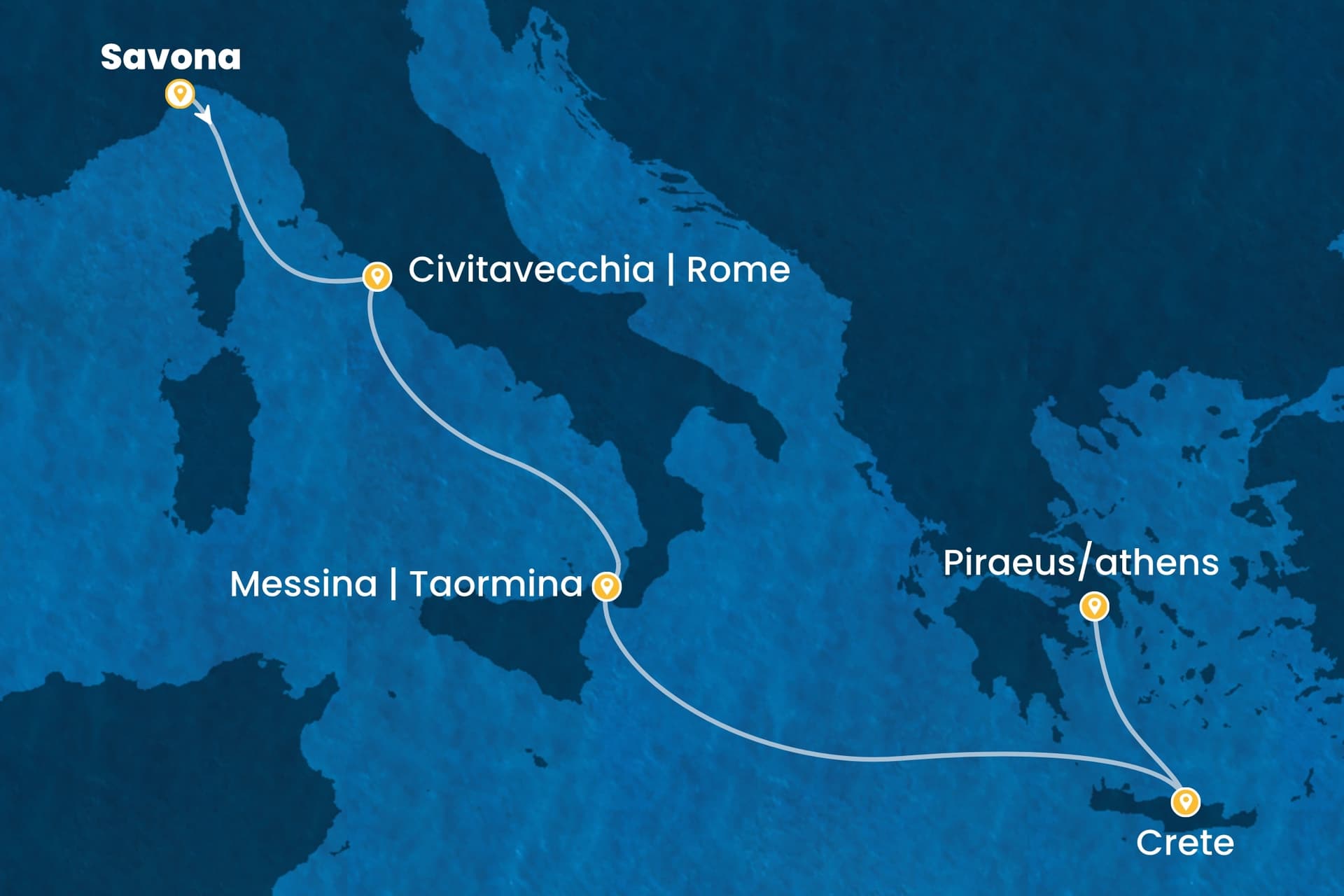 5 nights cruise on Costa Pacifica
from ๐ฎ๐น Savona to ๐ฌ๐ท Piraeus