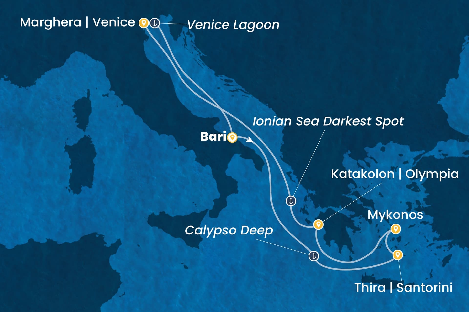 7 nights cruise on Costa Deliziosa
from ๐ฎ๐น Bari
