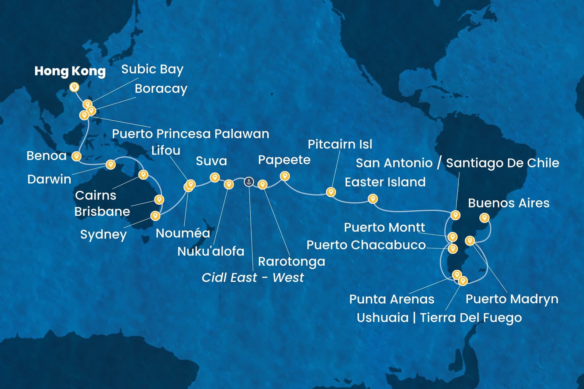 60 nights Extraordinary cruise on Costa Serena
from ๐ญ๐ฐ Hong Kong to ๐ฆ๐ท Buenos Aires