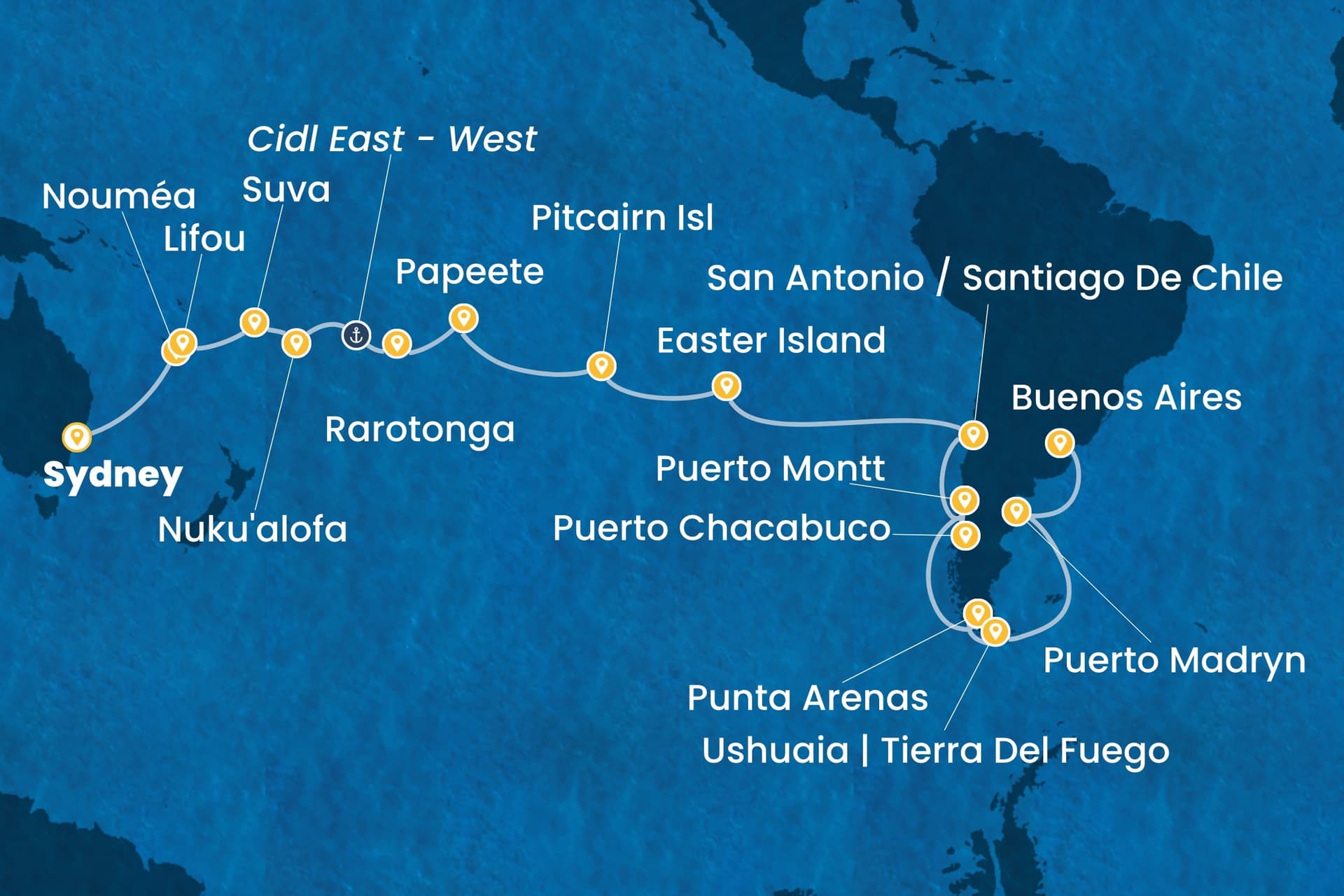 40 nights Extraordinary cruise on Costa Serena
from ๐ฆ๐บ Sydney to ๐ฆ๐ท Buenos Aires