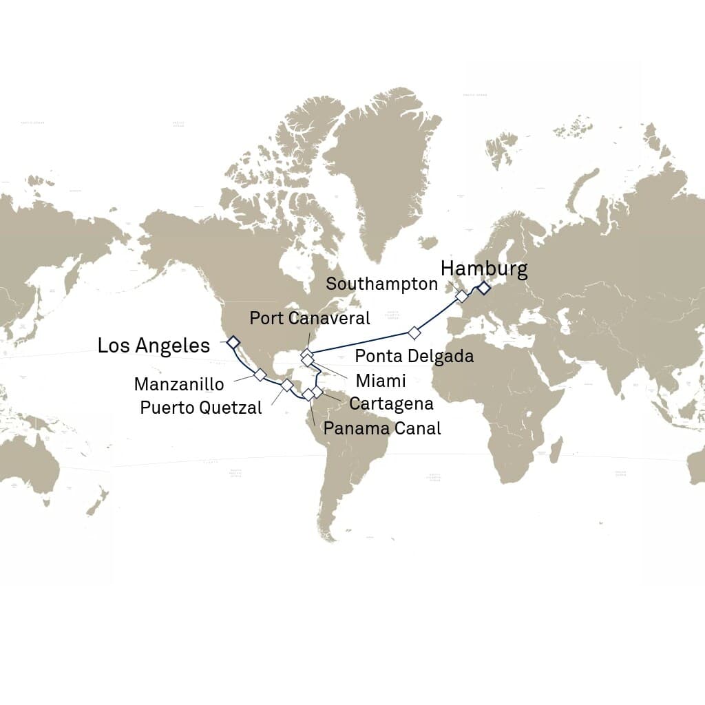 29 nights Extraordinary cruise on Queen Anne
from ๐ฉ๐ช Hamburg to ๐บ๐ธ Los Angeles