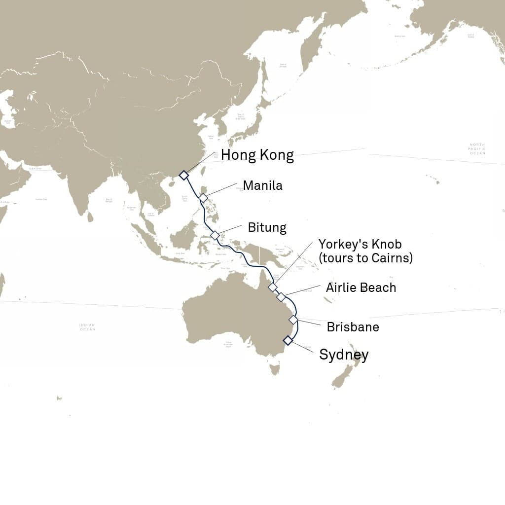 17 nights Asian cruise on Queen Anne
from ๐ฆ๐บ Sydney to ๐ญ๐ฐ Hong Kong