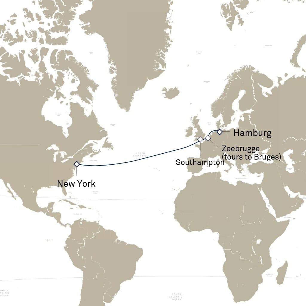 10 nights Transatlantic cruise on Queen Mary 2
from ๐ฉ๐ช Hamburg to ๐บ๐ธ New York