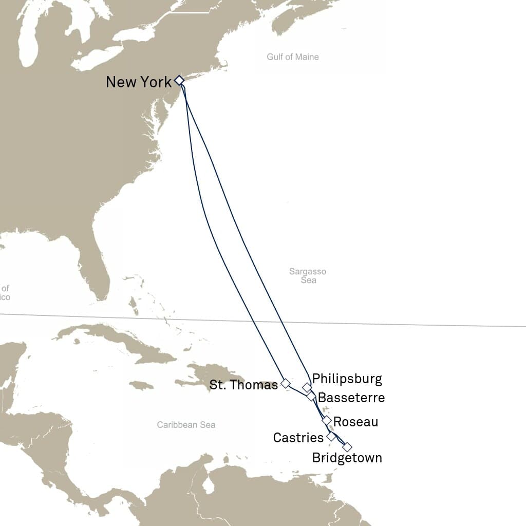 13 nights Caribbean cruise on Queen Mary 2
from ๐บ๐ธ New York