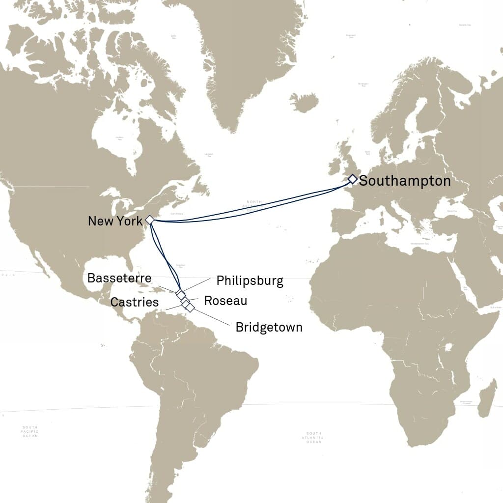 28 nights Caribbean cruise on Queen Mary 2
from ๐ฌ๐ง Southampton