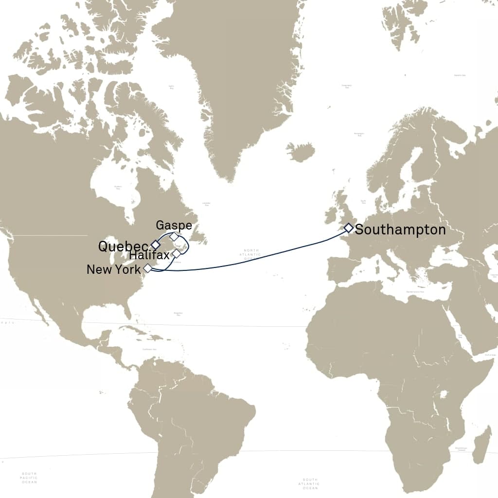 14 nights Transatlantic cruise on Queen Mary 2
from 🇬🇧 Southampton to 🇨🇦 Quebec City