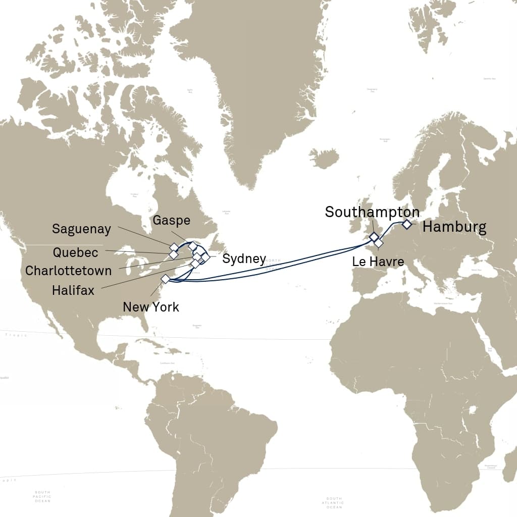 31 nights Transatlantic cruise on Queen Mary 2
from ๐ฌ๐ง Southampton to ๐ฉ๐ช Hamburg