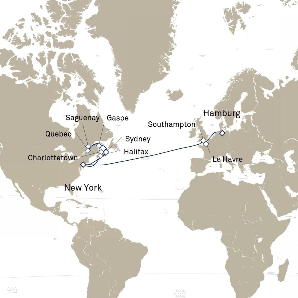 24 nights Transatlantic cruise on Queen Mary 2
from ๐บ๐ธ New York to ๐ฉ๐ช Hamburg