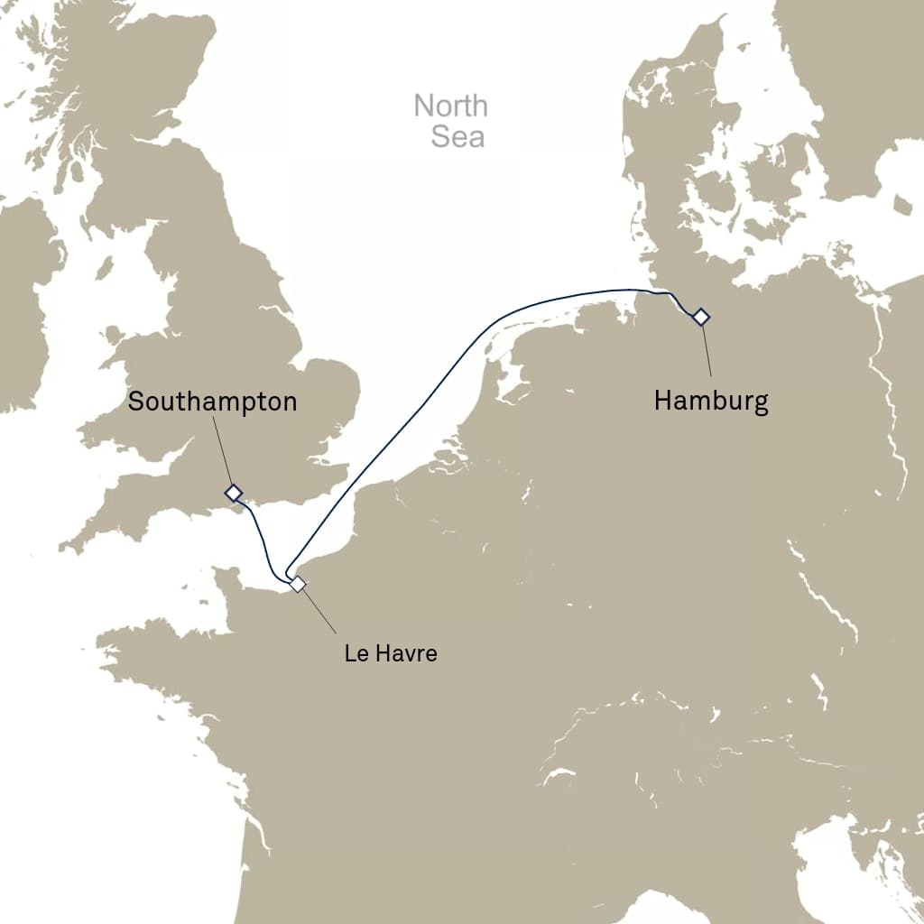 3 nights Mediterranean cruise on Queen Mary 2
from 🇬🇧 Southampton to 🇩🇪 Hamburg