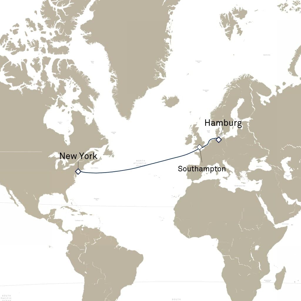 9 nights Transatlantic cruise on Queen Mary 2
from ๐ฉ๐ช Hamburg to ๐บ๐ธ New York