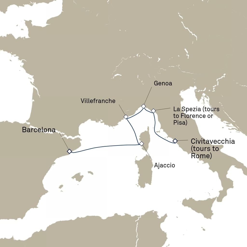 7 nights Mediterranean cruise on Queen Elizabeth
from 🇮🇹 Civitavecchia to 🇪🇸 Barcelona