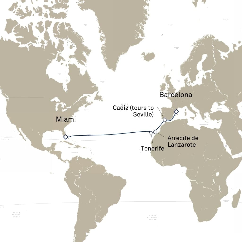 13 nights Extraordinary cruise on Queen Elizabeth
from 🇪🇸 Barcelona to 🇺🇸 Miami