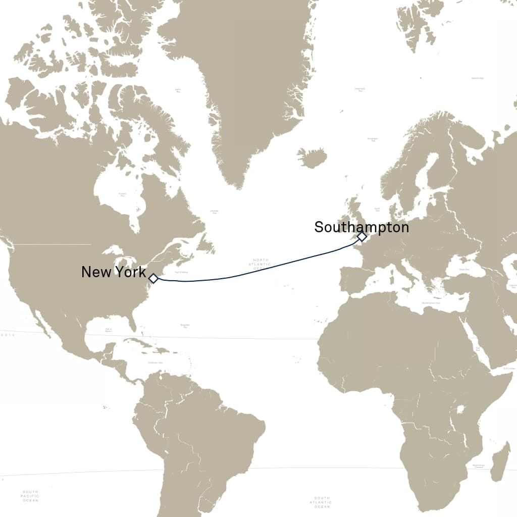 9 nights Transatlantic cruise on Queen Victoria
from 🇬🇧 Southampton to 🇺🇸 New York